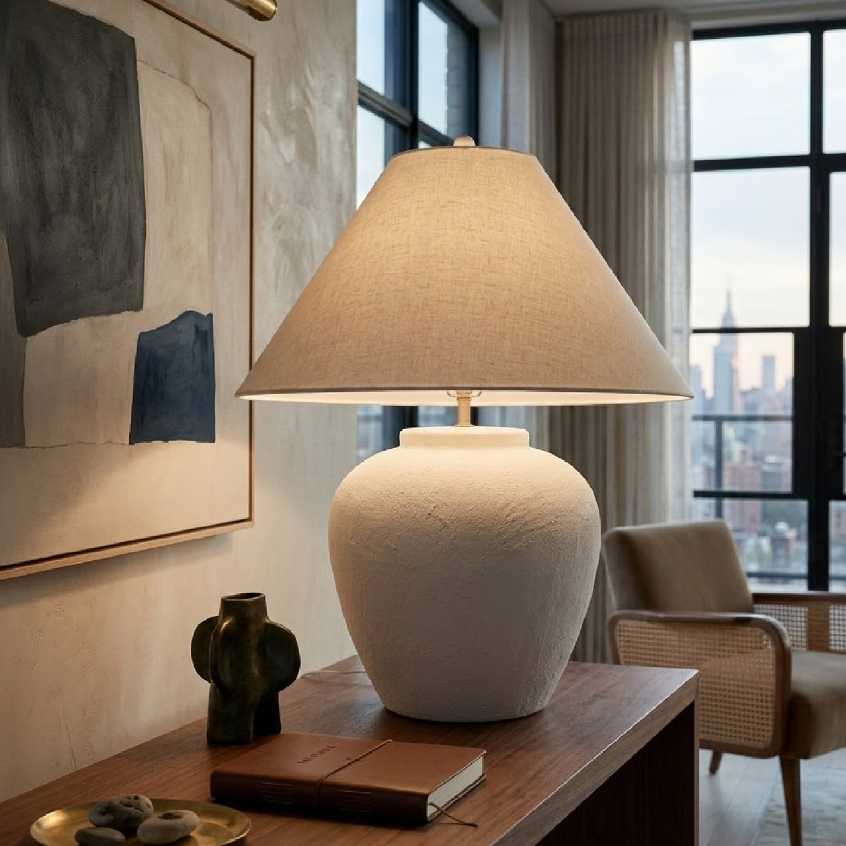 Modern European furniture - Cream Ceramic Accent Table Lamp - www.oroa.com | Oroa.com
