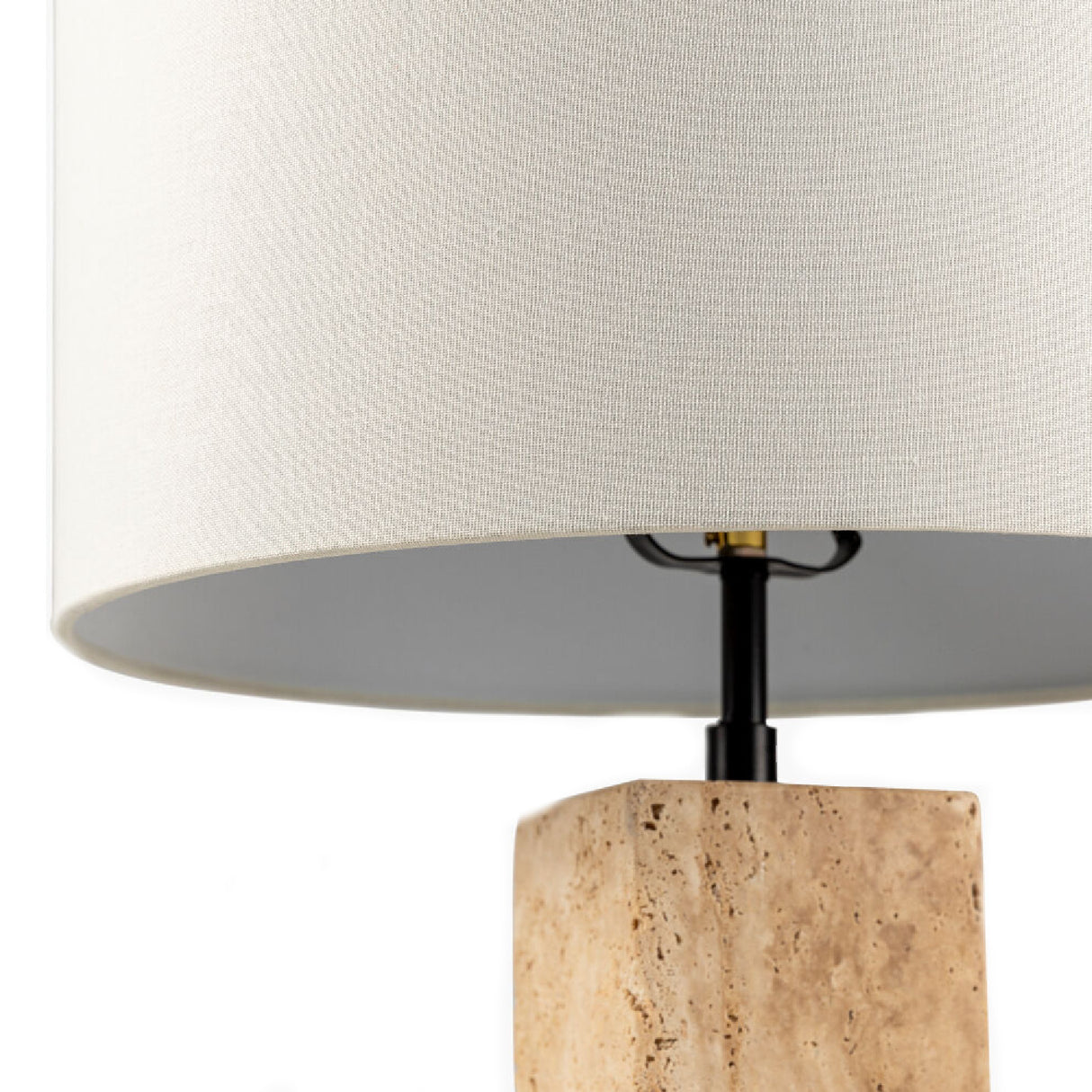 Modern European furniture - Travertine Cream Linen Table Lamp - www.oroa.com | Oroa.com