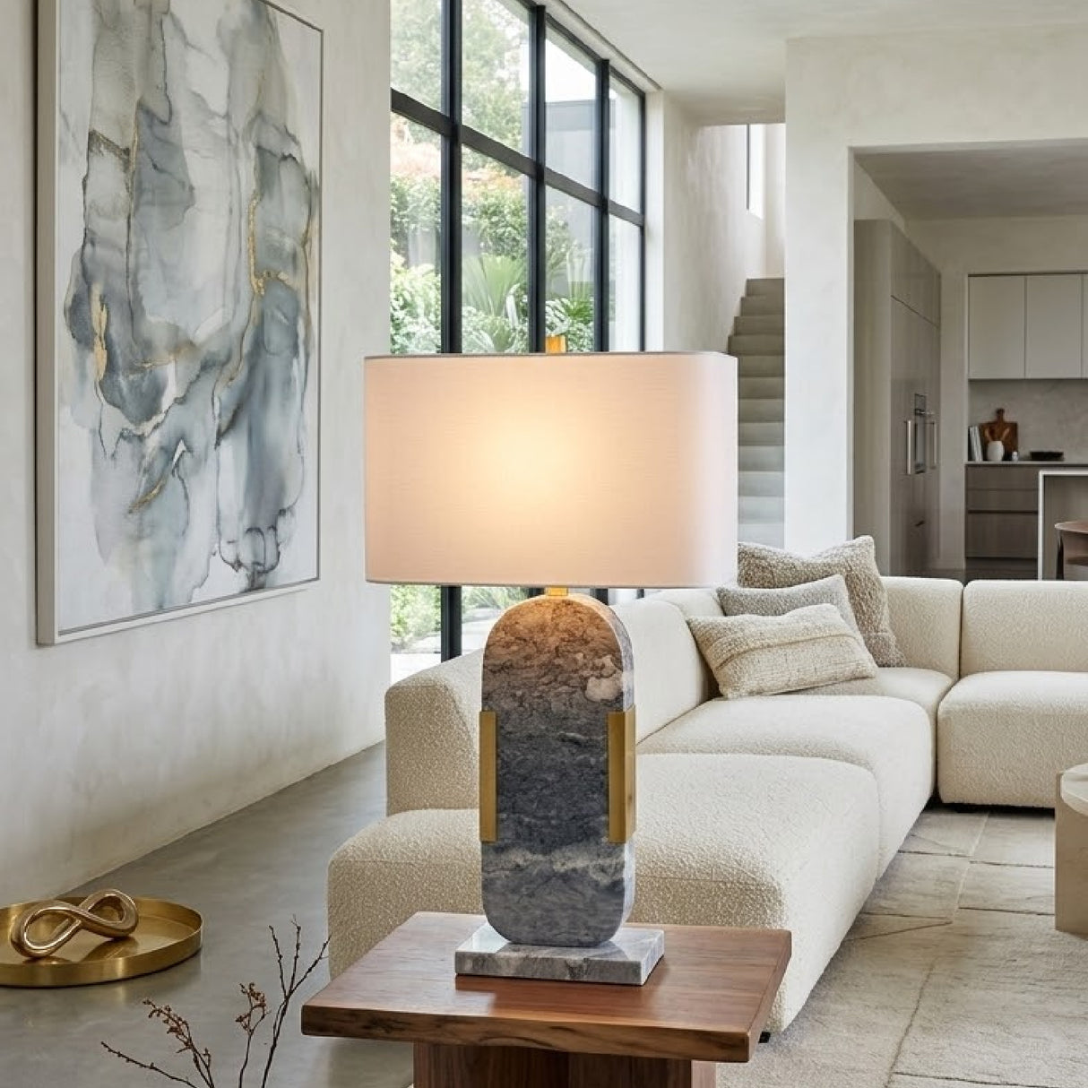 Modern European furniture - Gray Marble Accent Table Lamp - www.oroa.com | Oroa.com