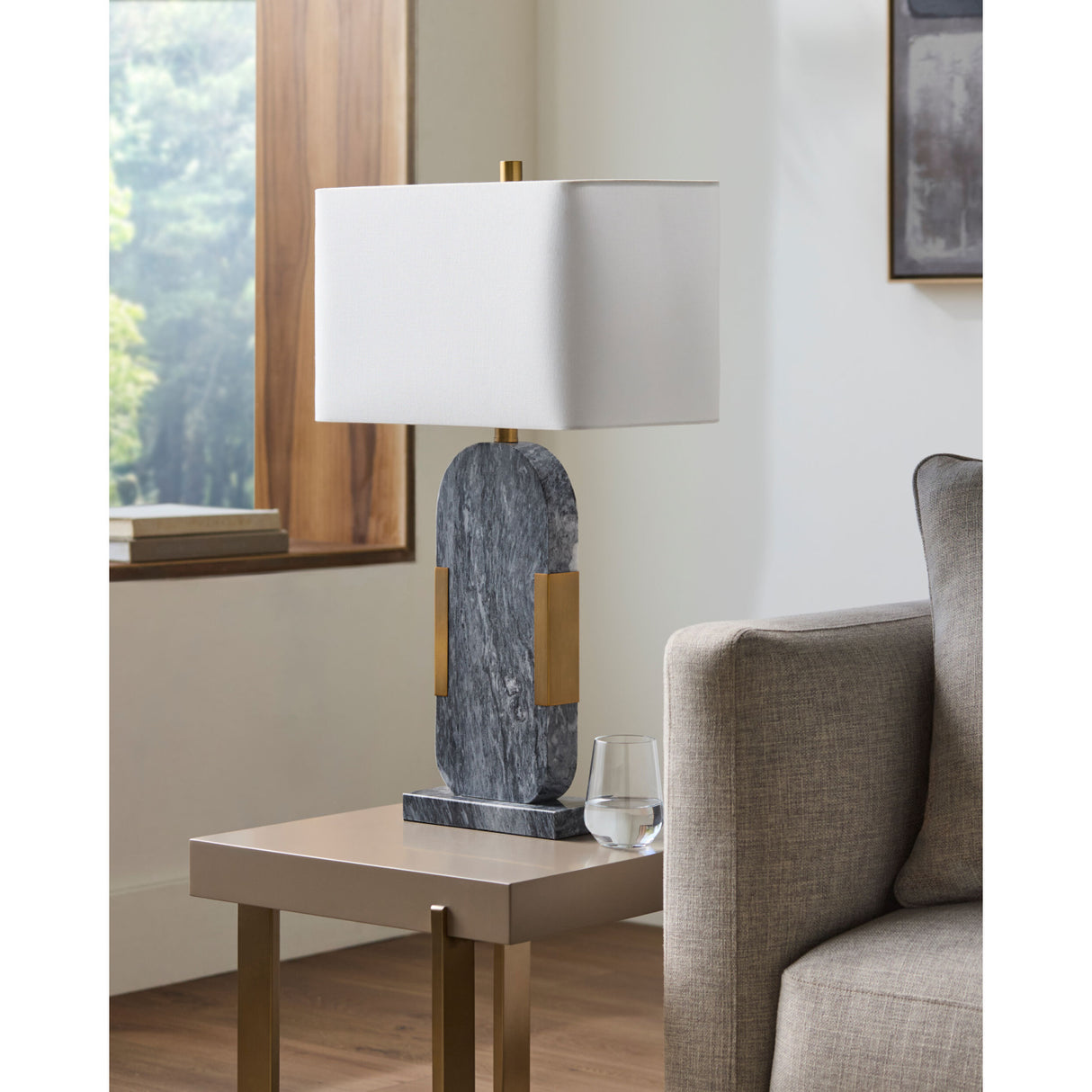 Modern European furniture - Gray Marble Accent Table Lamp - www.oroa.com | Oroa.com