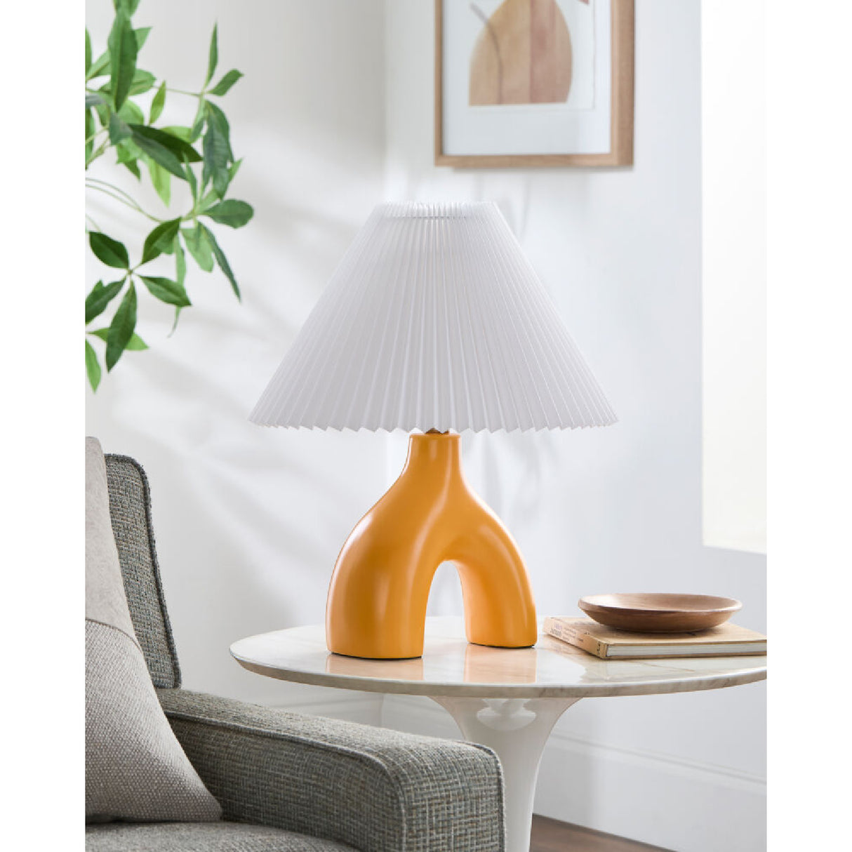 Modern European furniture - Ceramic White Linen Table Lamp - www.oroa.com | Oroa.com