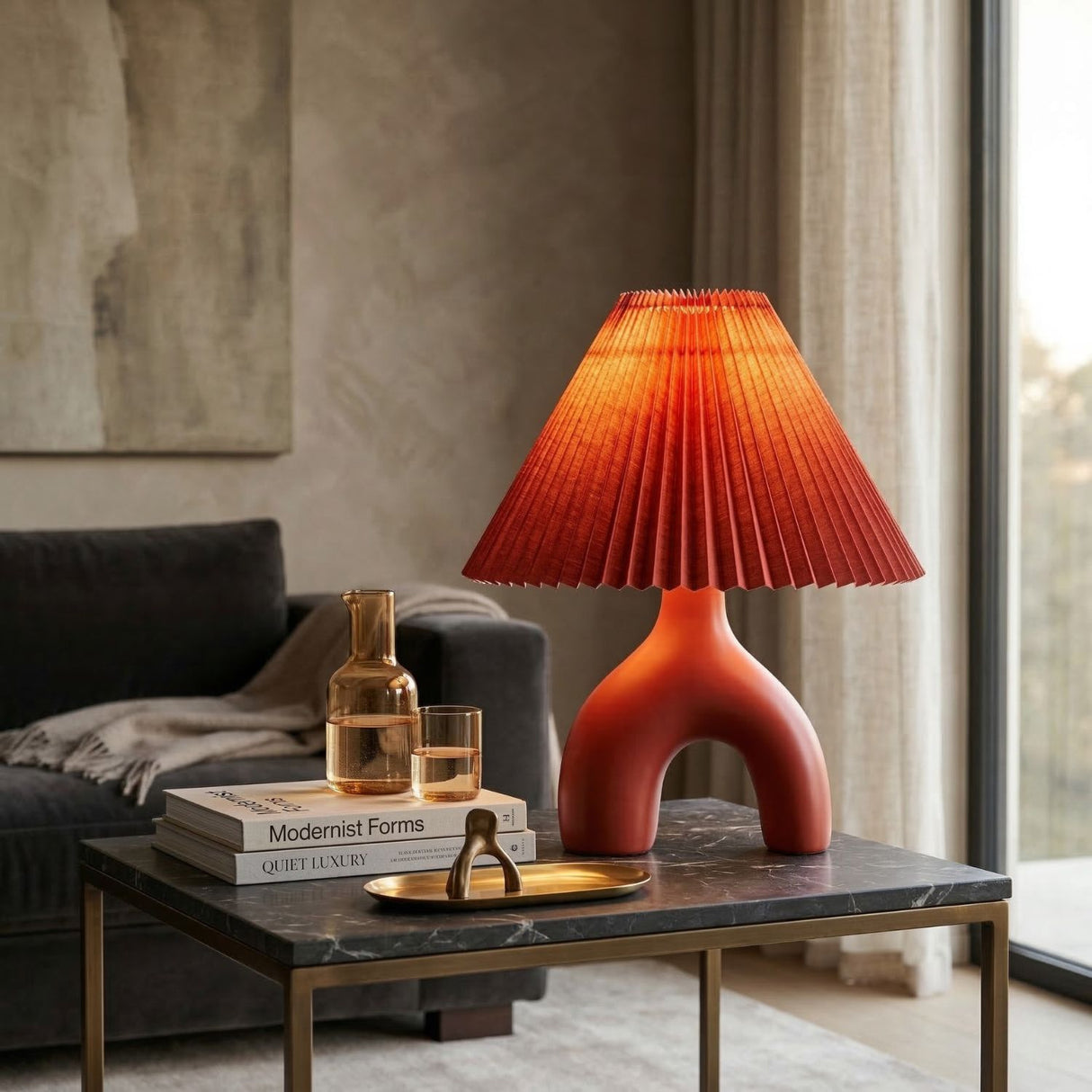 Modern European furniture - Ceramic Cream Linen Table Lamp - www.oroa.com | Oroa.com
