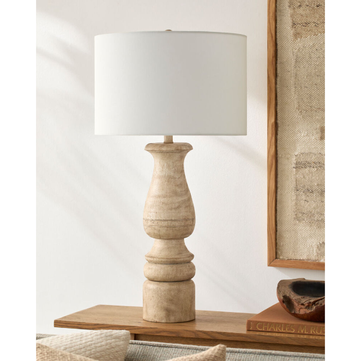 Modern European furniture - White Linen Accent Table Lamp - www.oroa.com | Oroa.com