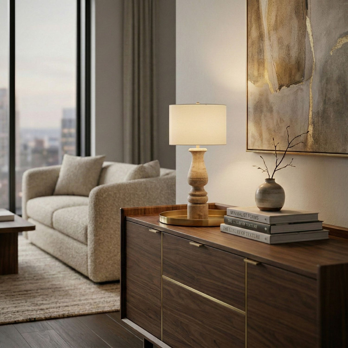 Modern European furniture - White Linen Accent Table Lamp - www.oroa.com | Oroa.com