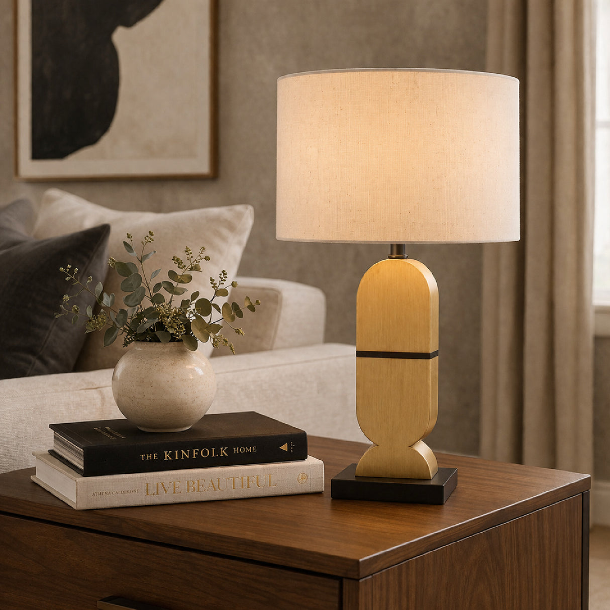 Modern European furniture - Brown Geometrical Base Table Lamp - www.oroa.com | Oroa.com
