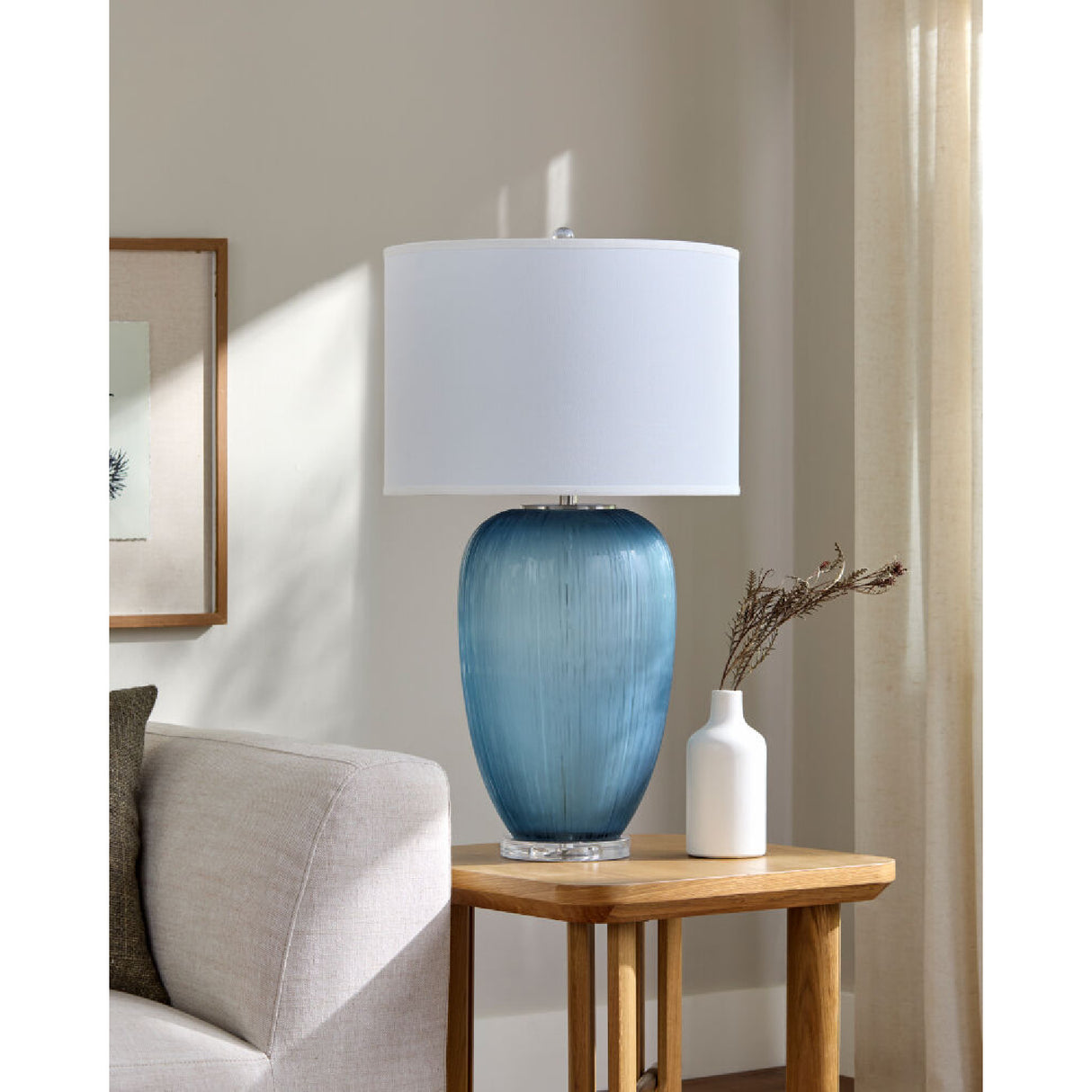 Modern European furniture - Blue Glass Accent Table Lamp - www.oroa.com | Oroa.com