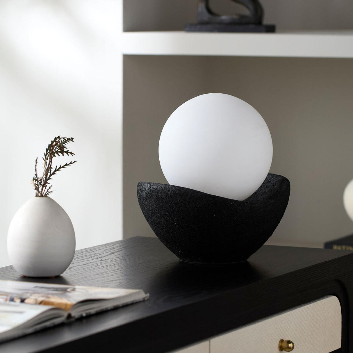 Modern European furniture - Cement Bowl Accent Table Lamp - www.oroa.com | Oroa.com