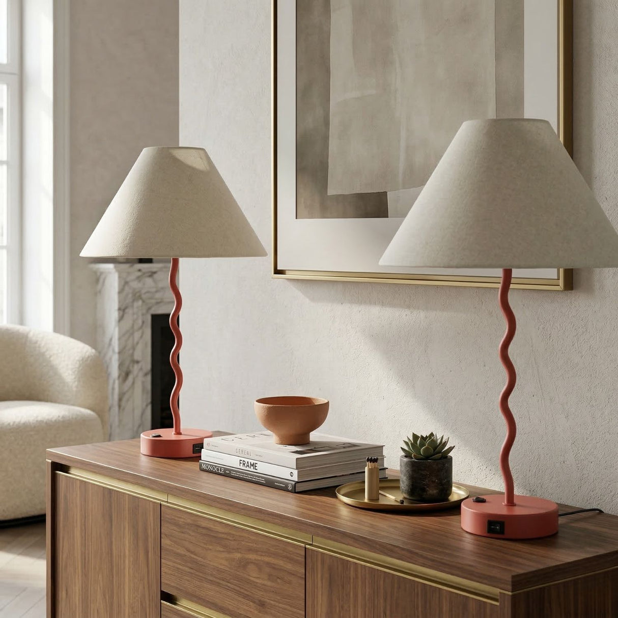 Modern European furniture - Wavy Iron Table Lamp Set (2) - www.oroa.com | Oroa.com
