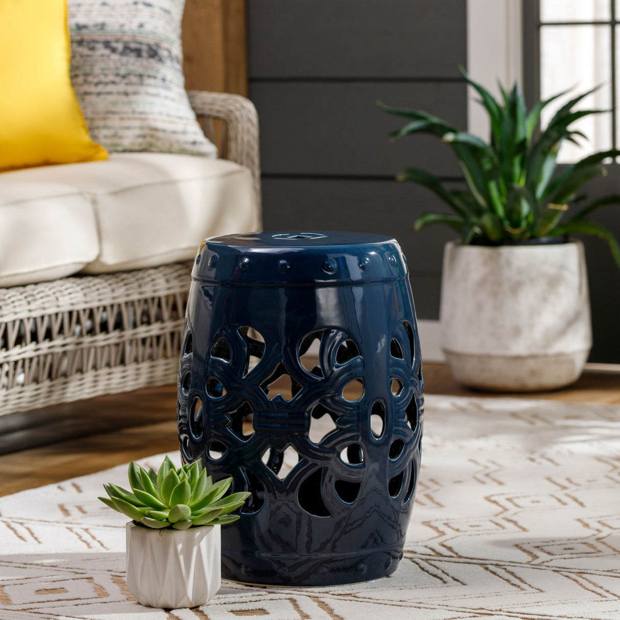 Modern European furniture - Openwork Glazed Ceramic Garden Stool - www.oroa.com | Oroa.com