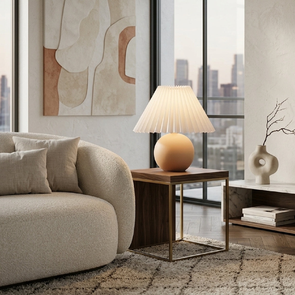 Modern European furniture - Pleated Linen Ceramic Table Lamp - www.oroa.com | Oroa.com