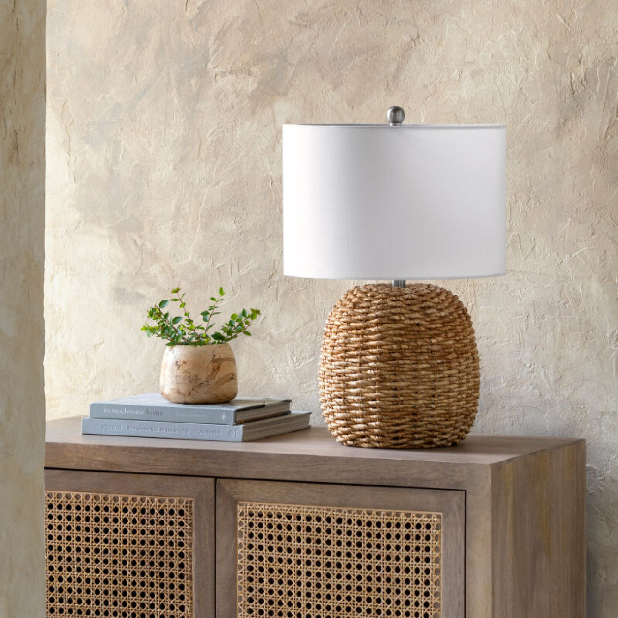 Modern European furniture - Rattan White Cotton Table Lamp - www.oroa.com | Oroa.com