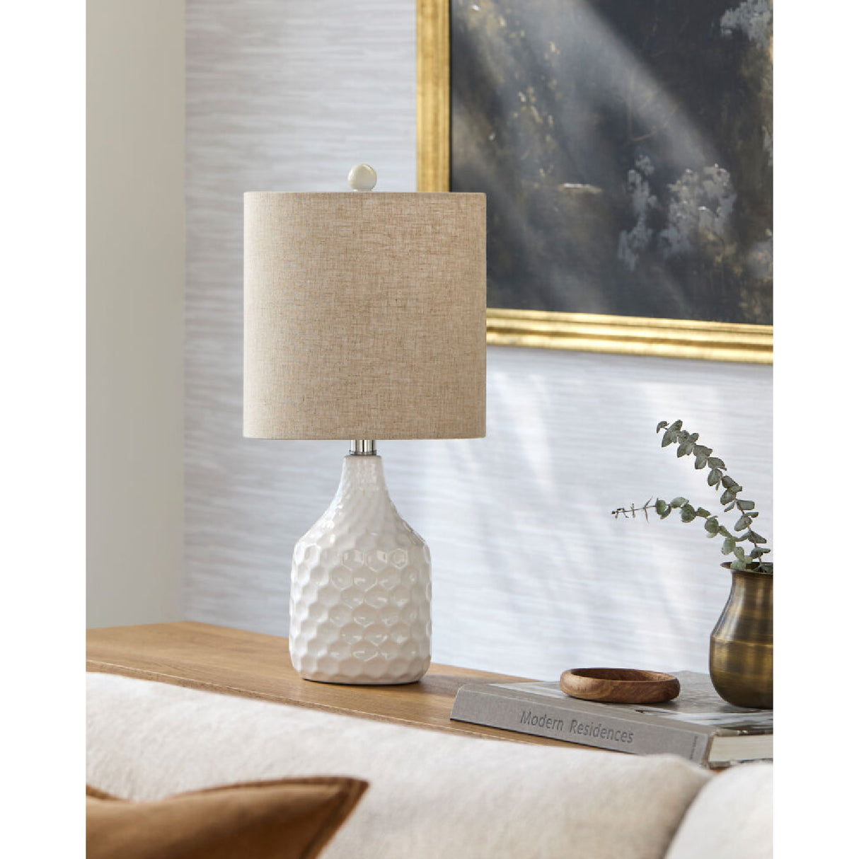 Modern European furniture - Ivory Linen Ceramic Table Lamp - www.oroa.com | Oroa.com