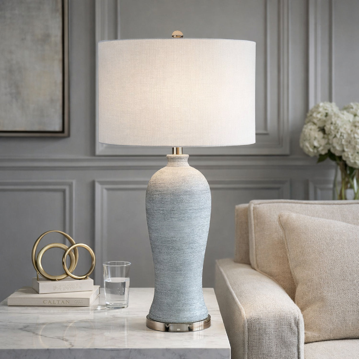 Modern European furniture - Gray Concrete Accent Table Lamp - www.oroa.com | Oroa.com