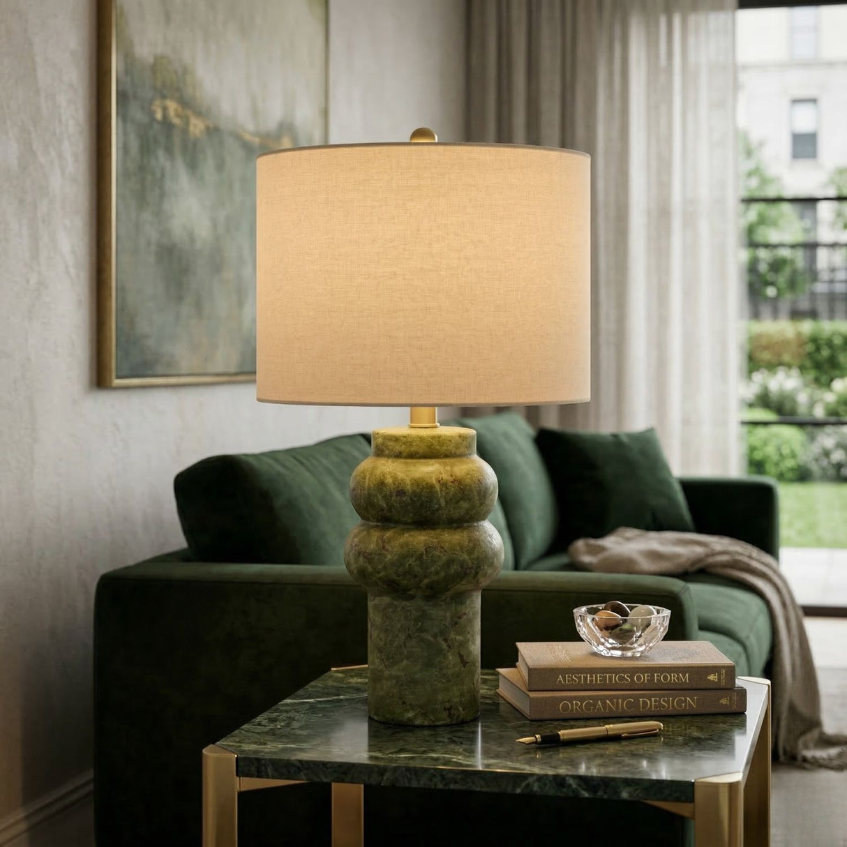 Modern European furniture - Handpainted Green Ceramic Table Lamp - www.oroa.com | Oroa.com