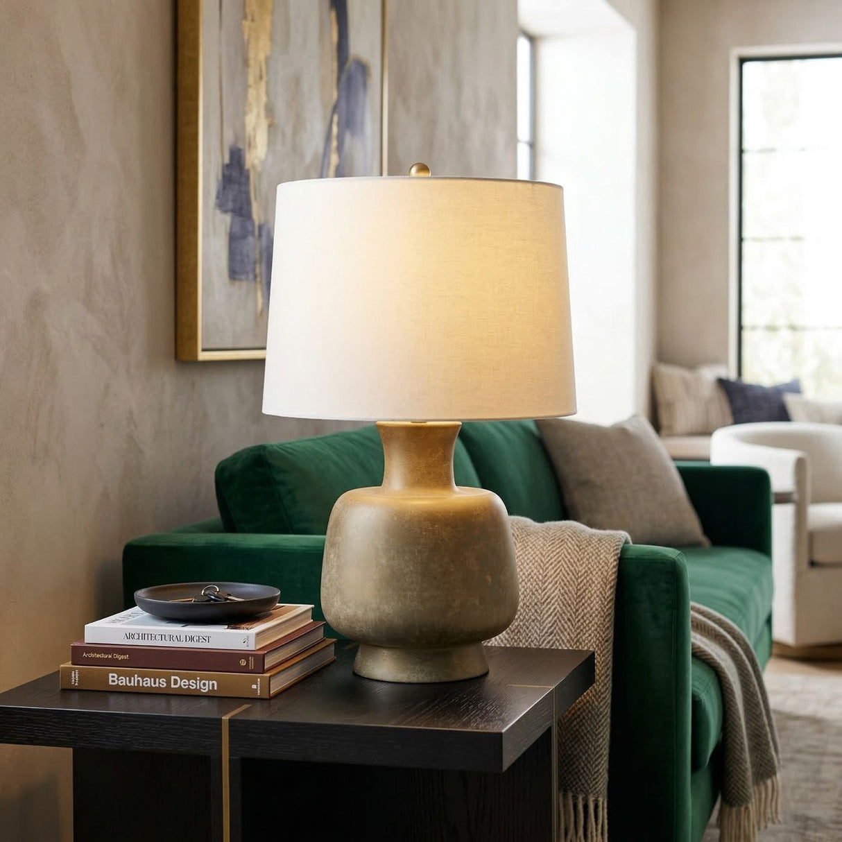 Modern European furniture - Painted Base Linen Table Lamp - www.oroa.com | Oroa.com