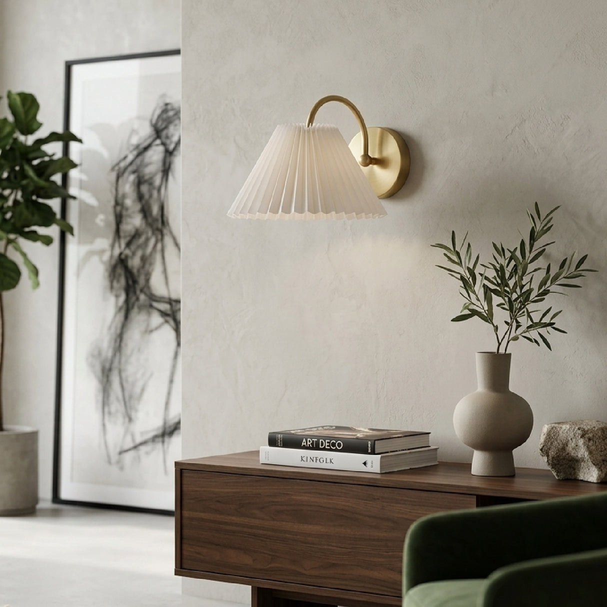 Modern European furniture - Pleated White Linen Wall Lamp - www.oroa.com | Oroa.com