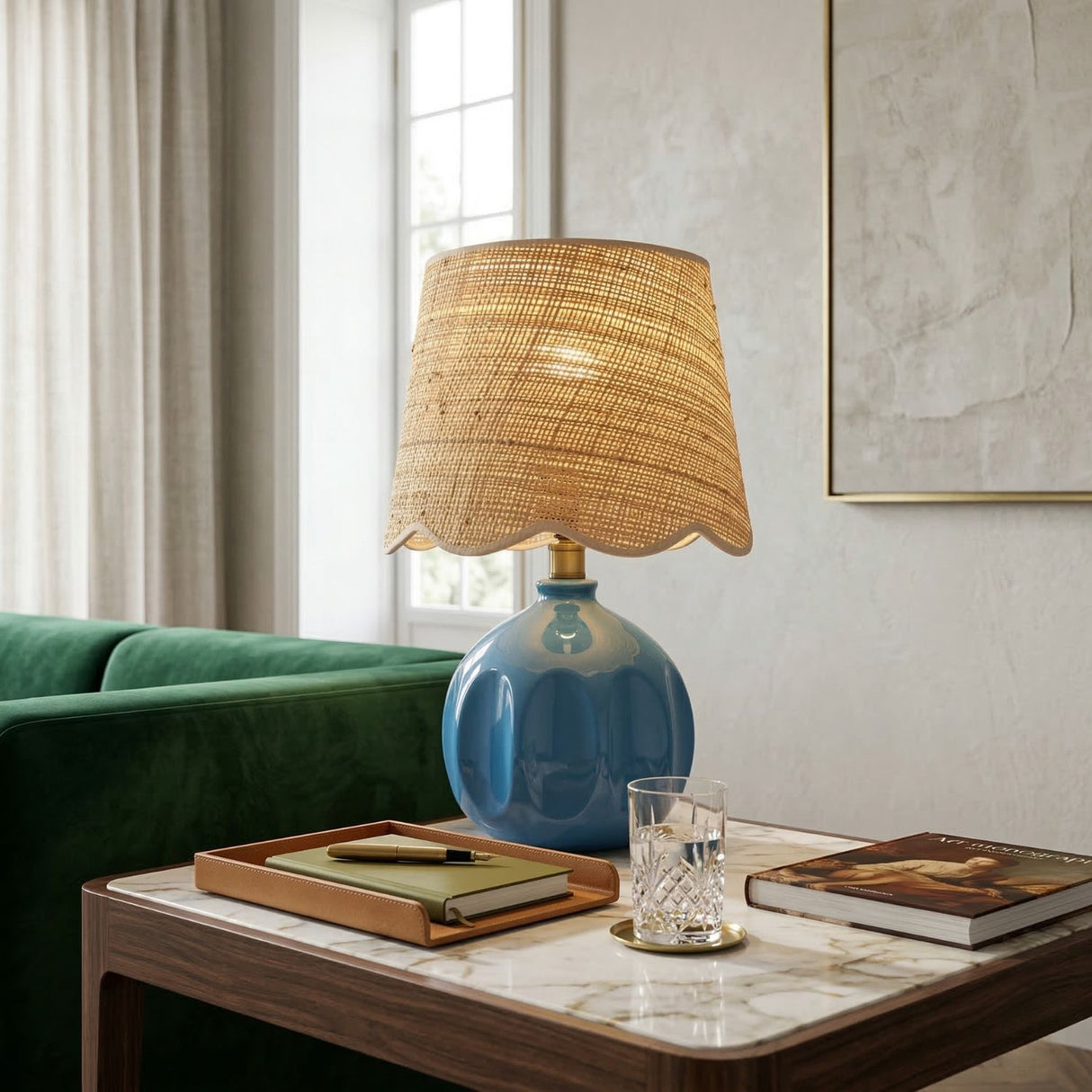 Modern European furniture - Wavy Rattan Accent Table Lamp - www.oroa.com | Oroa.com