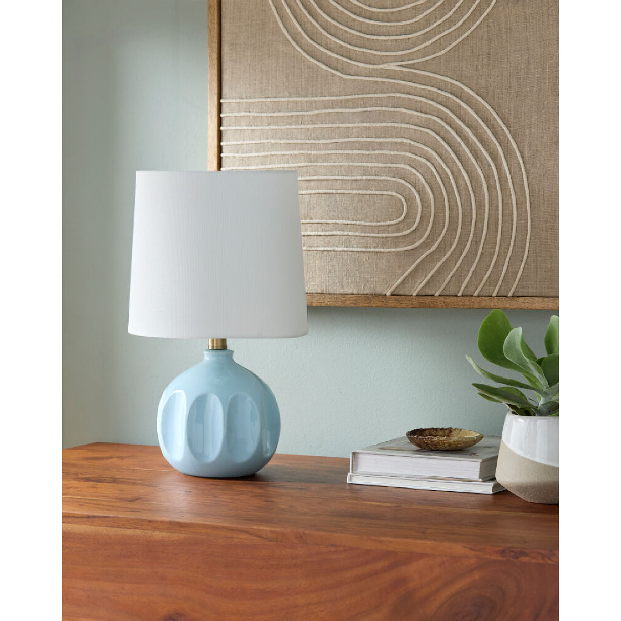 Modern European furniture - Linen Carved Ceramic Table Lamp - www.oroa.com | Oroa.com