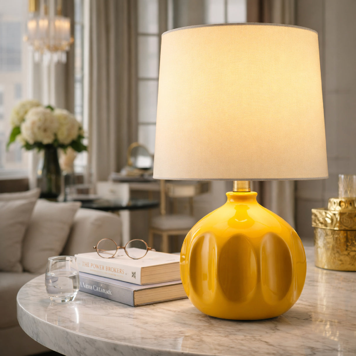 Modern European furniture - Linen Carved Ceramic Table Lamp - www.oroa.com | Oroa.com