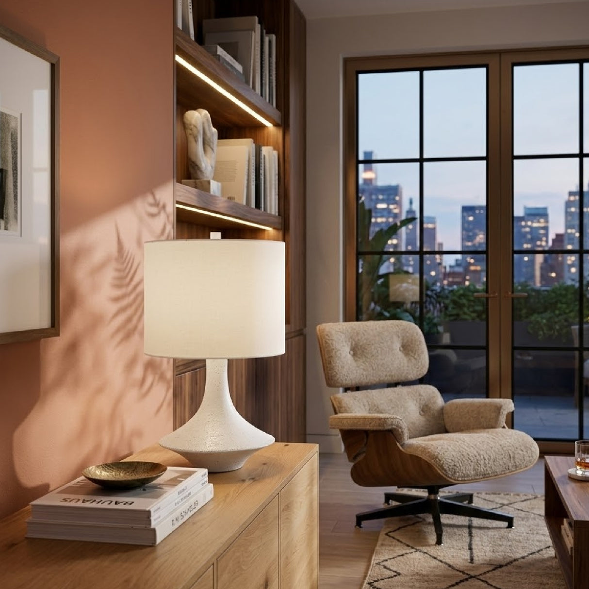 Modern European furniture - Painted Base Linen Table Lamp - www.oroa.com | Oroa.com