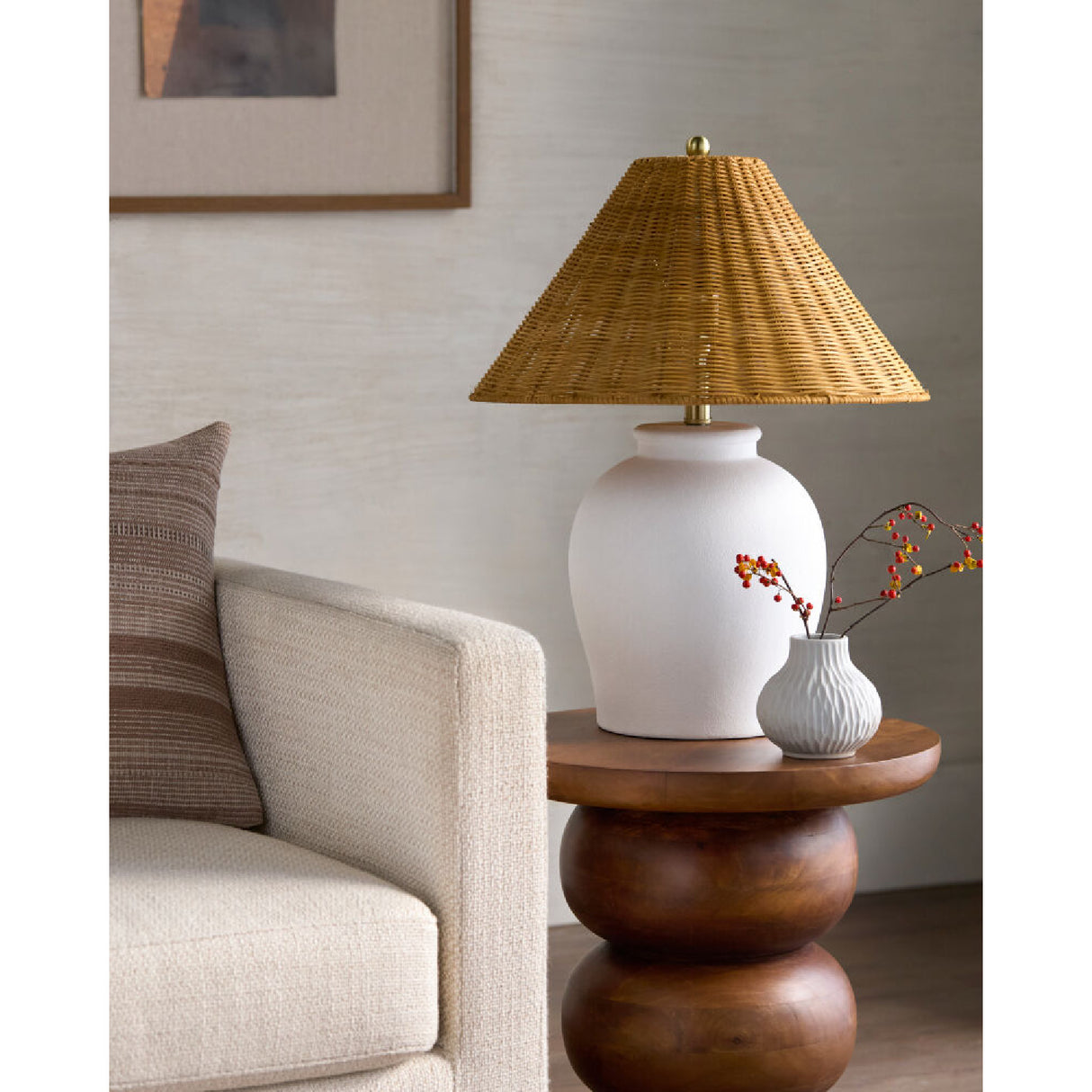Modern European furniture - Rattan Empire Shade Table Lamp - www.oroa.com | Oroa.com