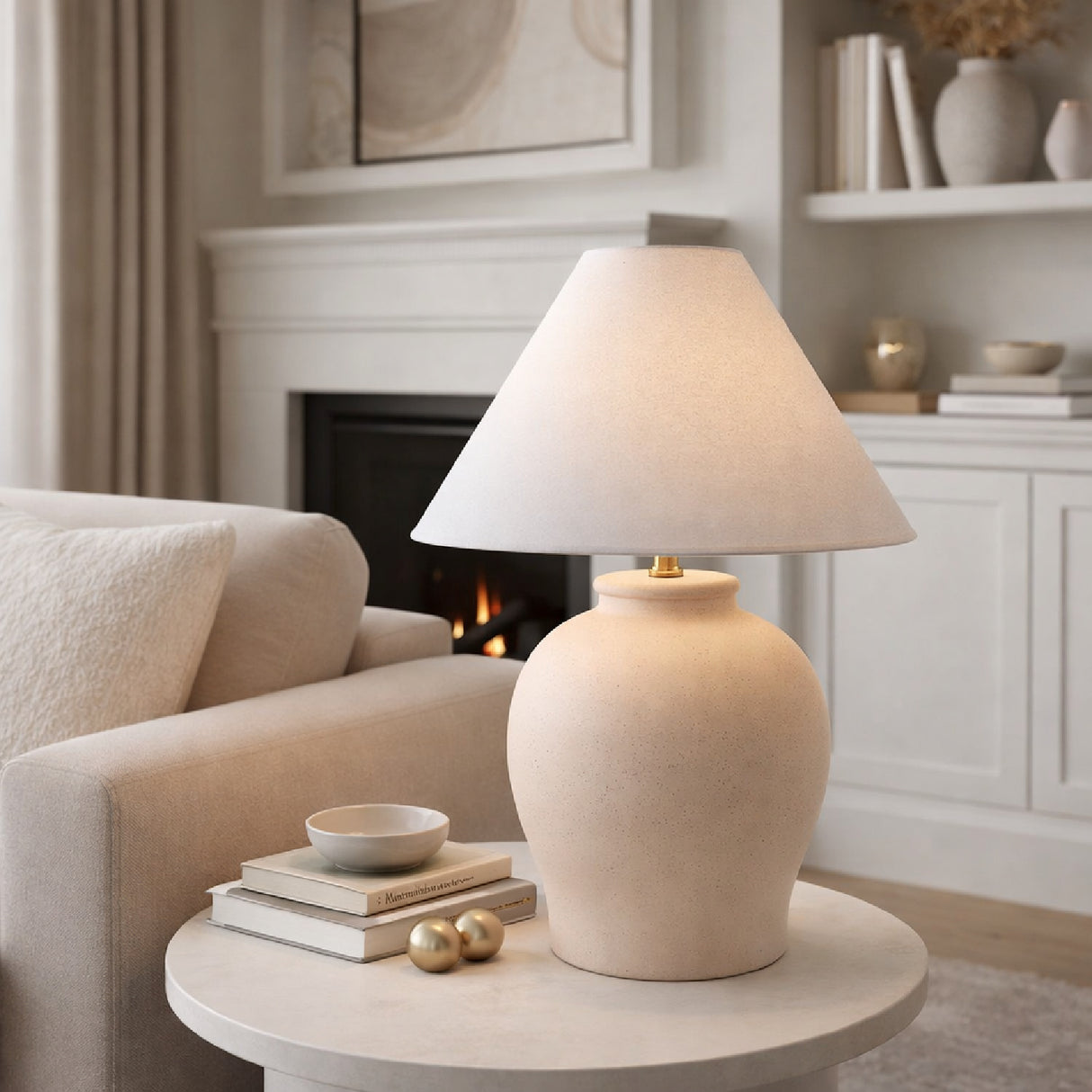 Modern European furniture - Ceramic White Linen Table Lamp - www.oroa.com | Oroa.com