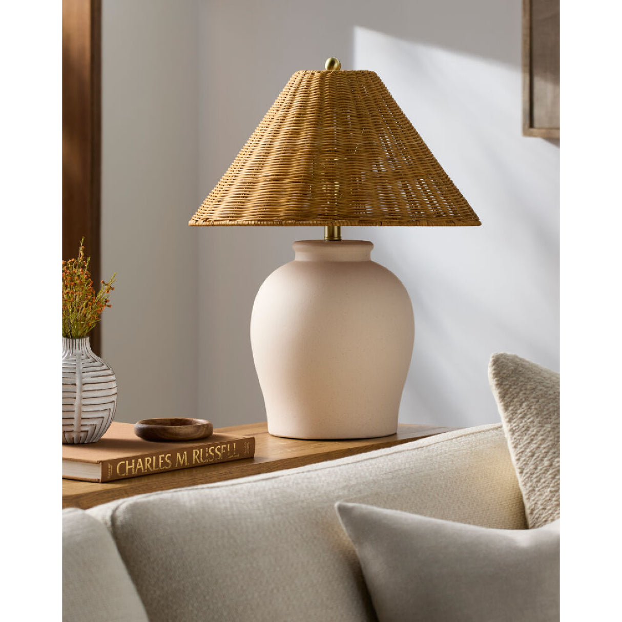 Modern European furniture - Rattan Empire Shade Table Lamp - www.oroa.com | Oroa.com
