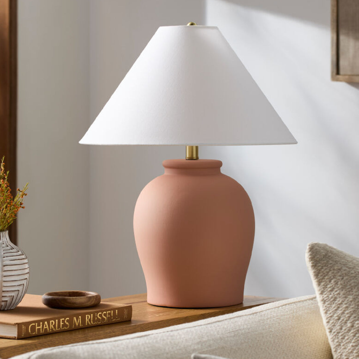 Modern European furniture - Ceramic White Linen Table Lamp - www.oroa.com | Oroa.com