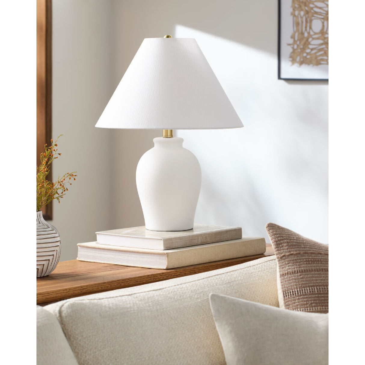Modern European furniture - White Linen Empire Table Lamp - www.oroa.com | Oroa.com