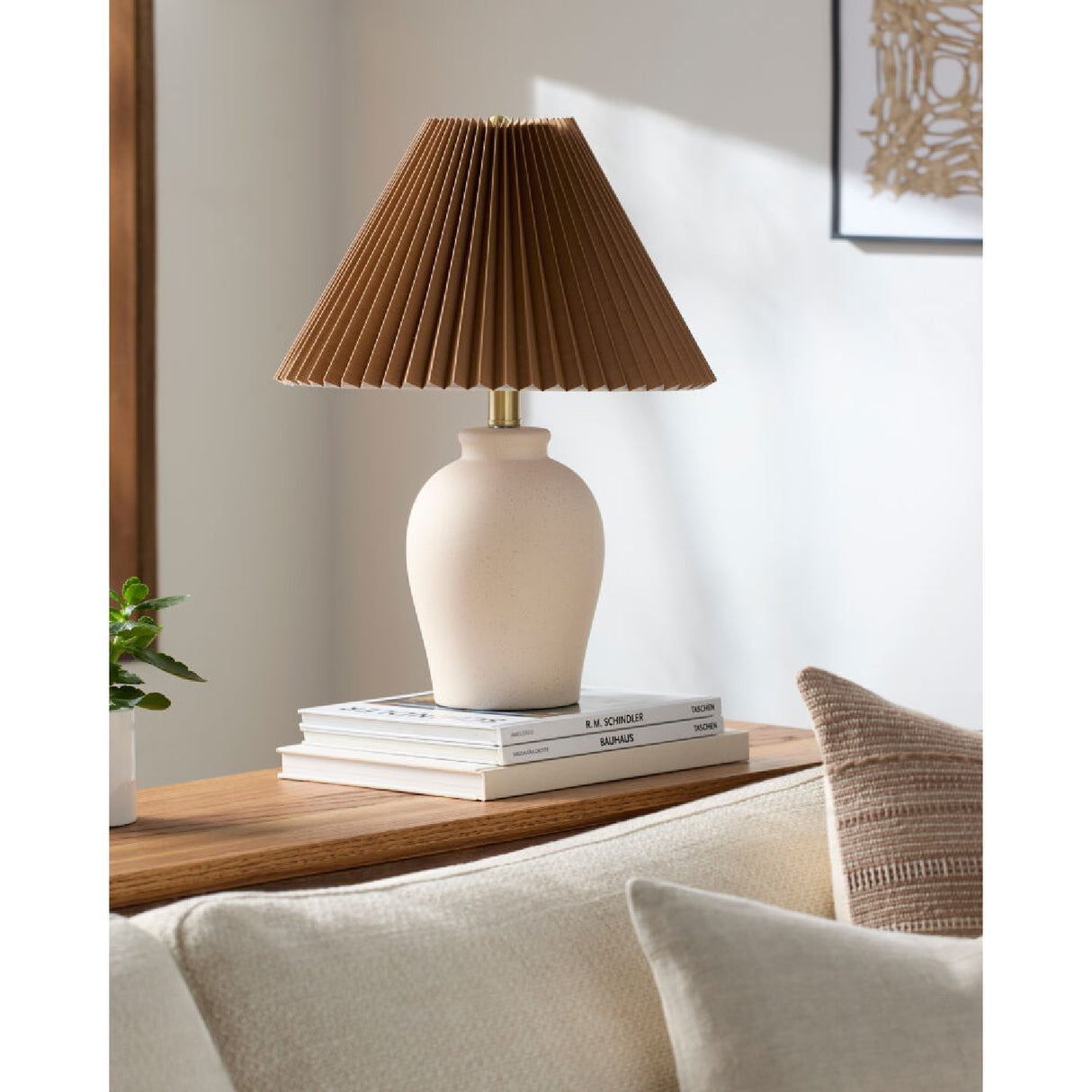 Modern European furniture - Brown Linen Pleated Table Lamp - www.oroa.com | Oroa.com