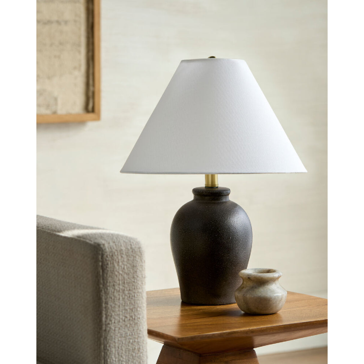 Modern European furniture - White Linen Empire Table Lamp - www.oroa.com | Oroa.com