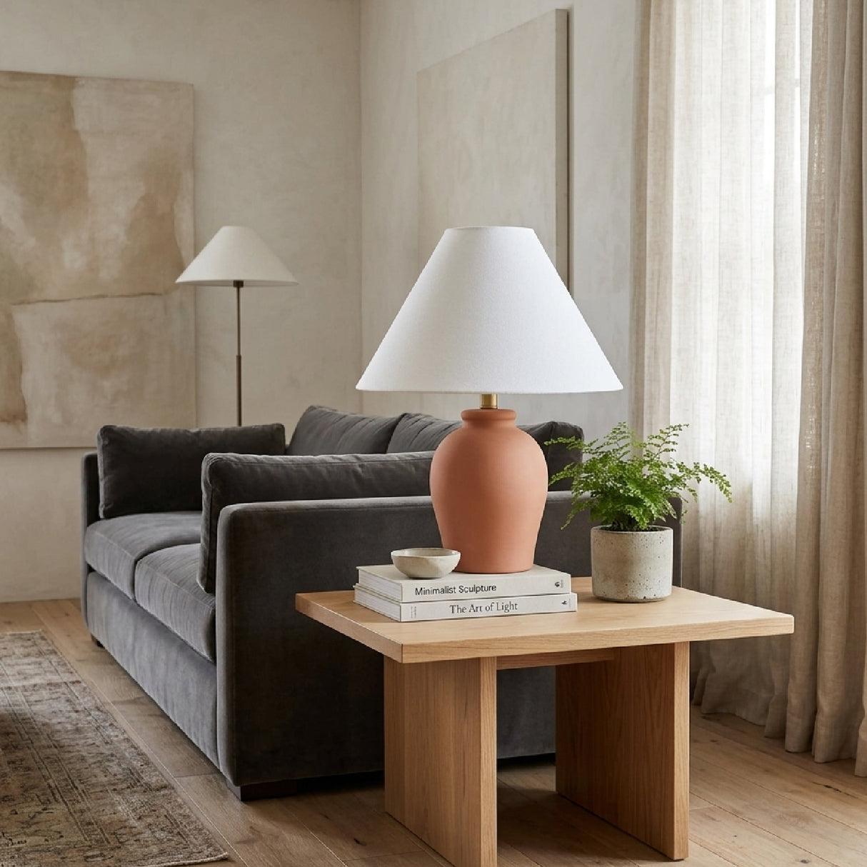 Modern European furniture - White Linen Empire Table Lamp - www.oroa.com | Oroa.com
