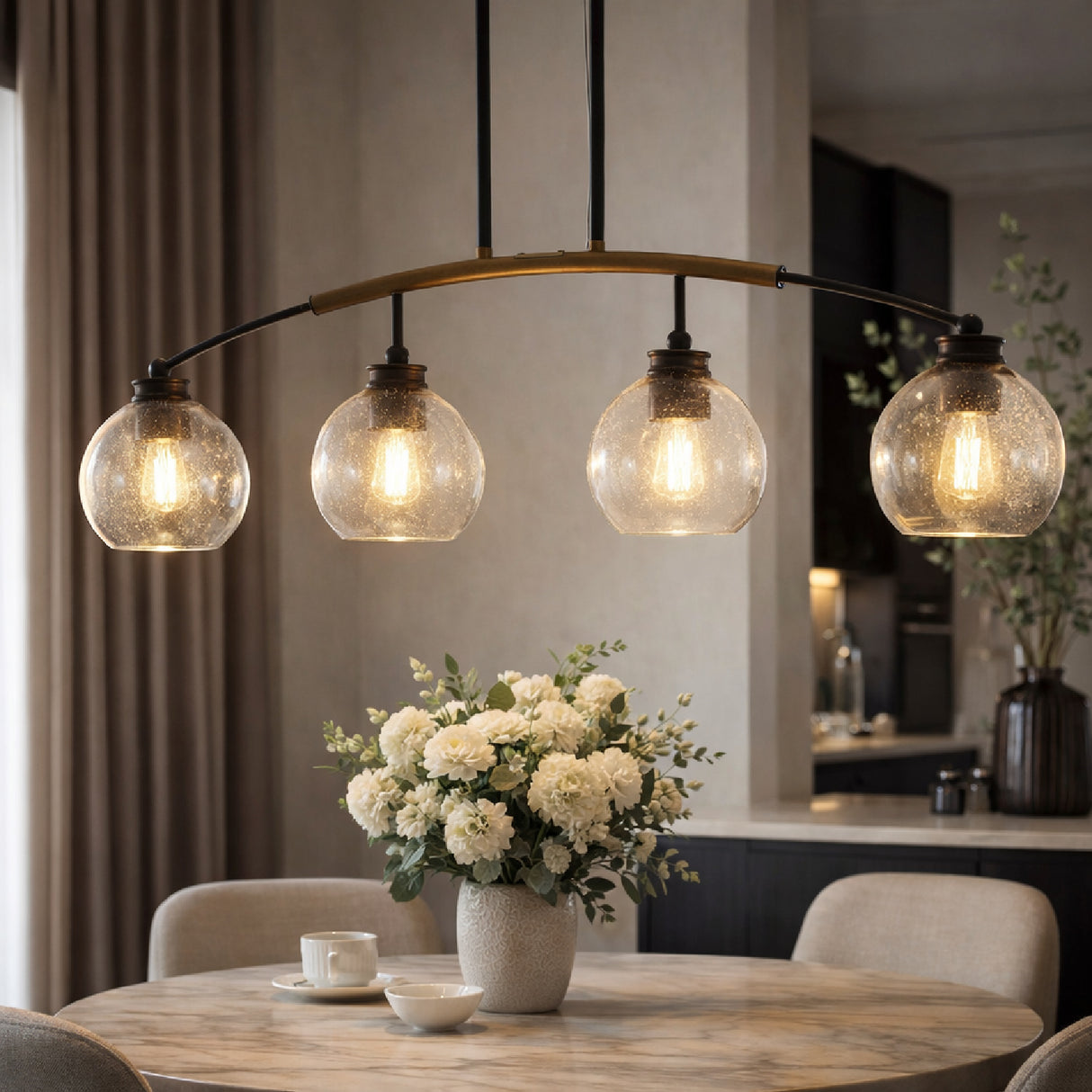 Modern European furniture - 4-Light Clear Glass Linear Chandelier - www.oroa.com | Oroa.com