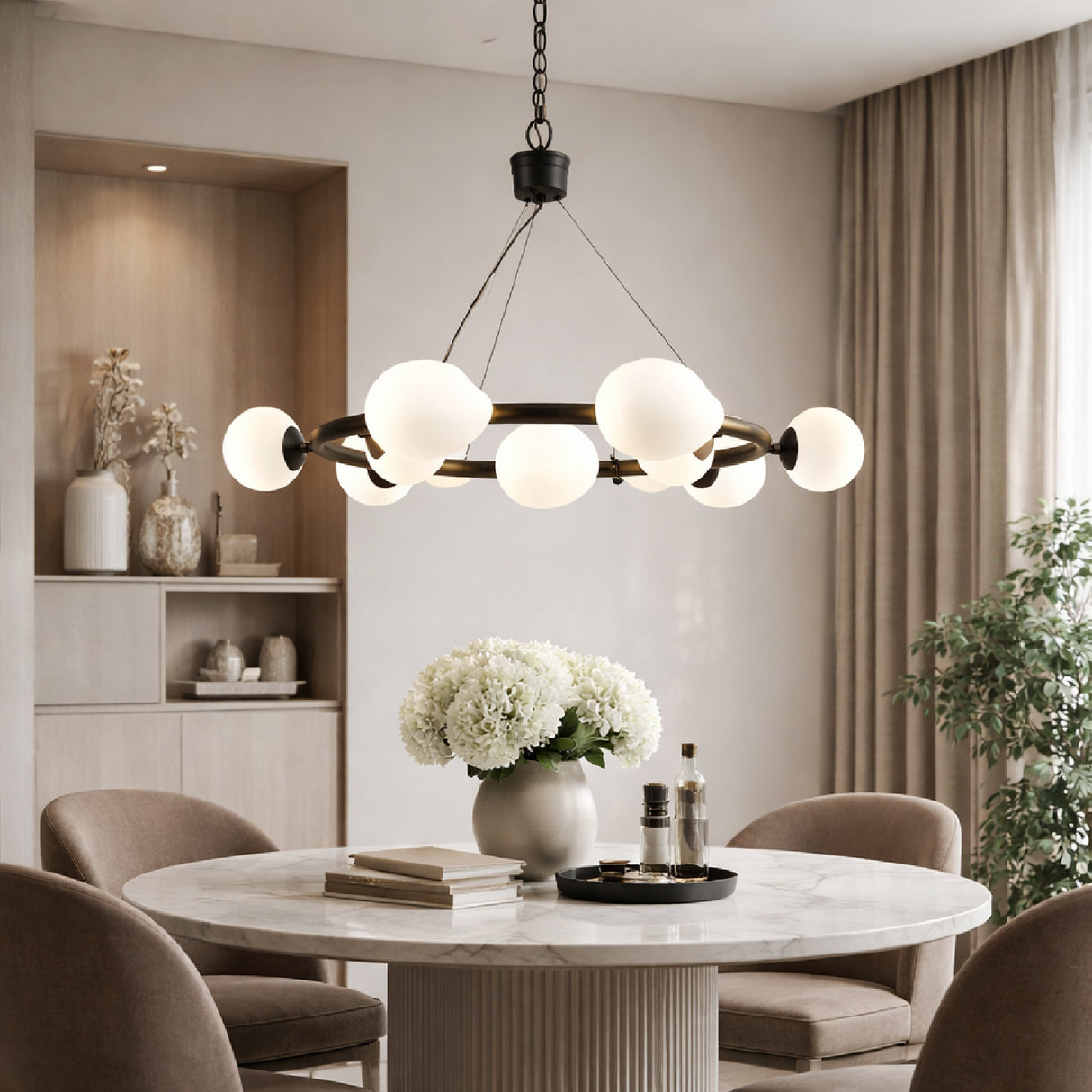 Modern European furniture - 9-Light White Glass Chandelier - www.oroa.com | Oroa.com