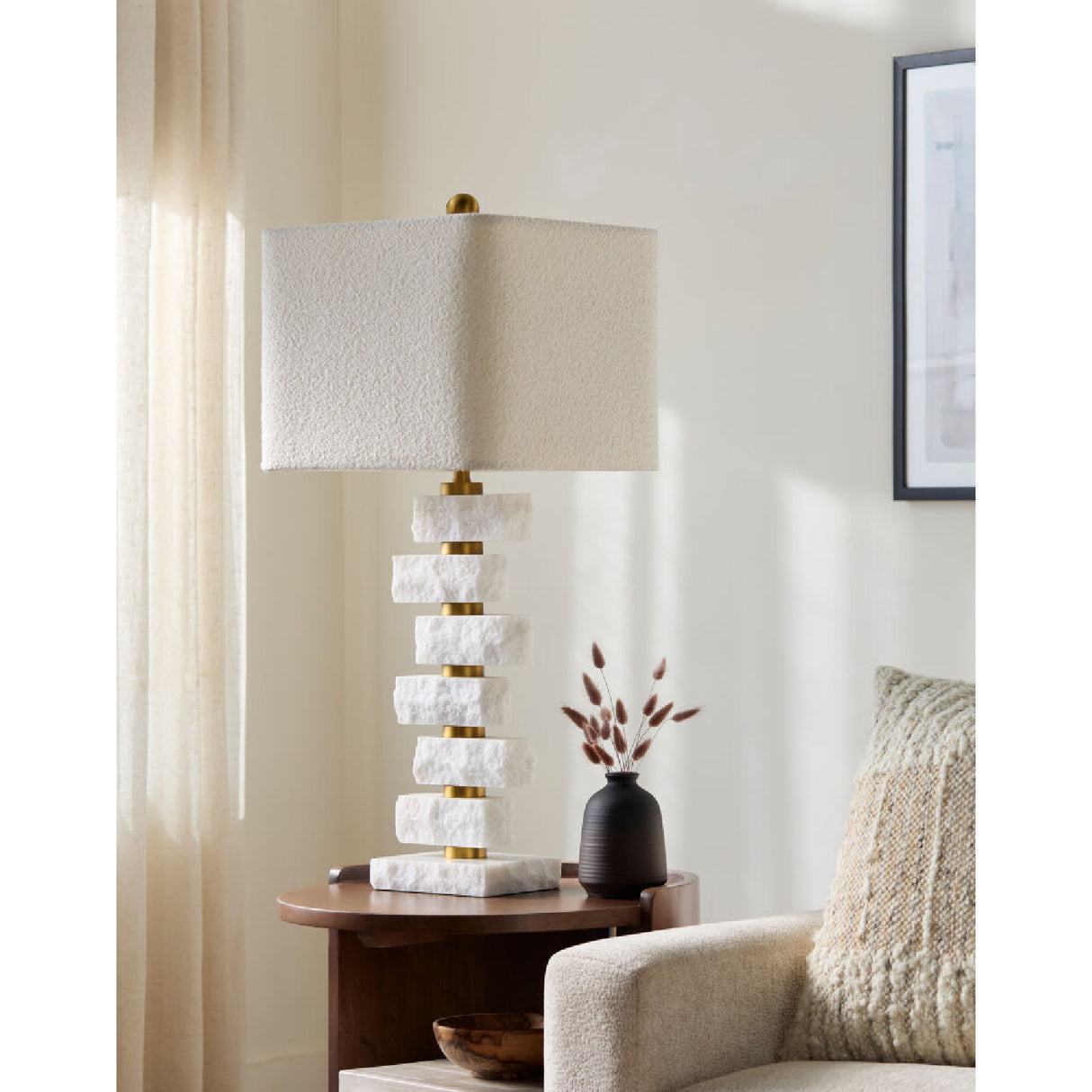 Modern European furniture - Organic Marble Stacked Table Lamp - www.oroa.com | Oroa.com