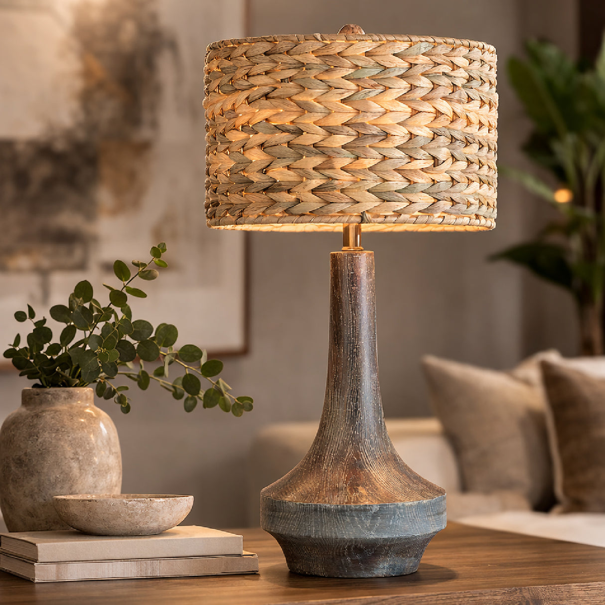 Modern European furniture - Braided Natural Seagrass Table Lamp - www.oroa.com | Oroa.com