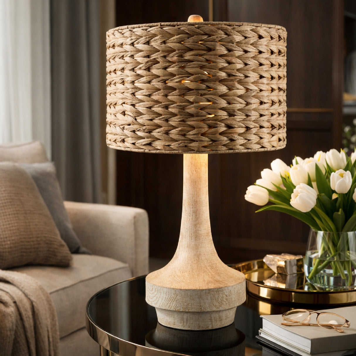 Modern European furniture - Braided Shade Accent Table Lamp - www.oroa.com | Oroa.com