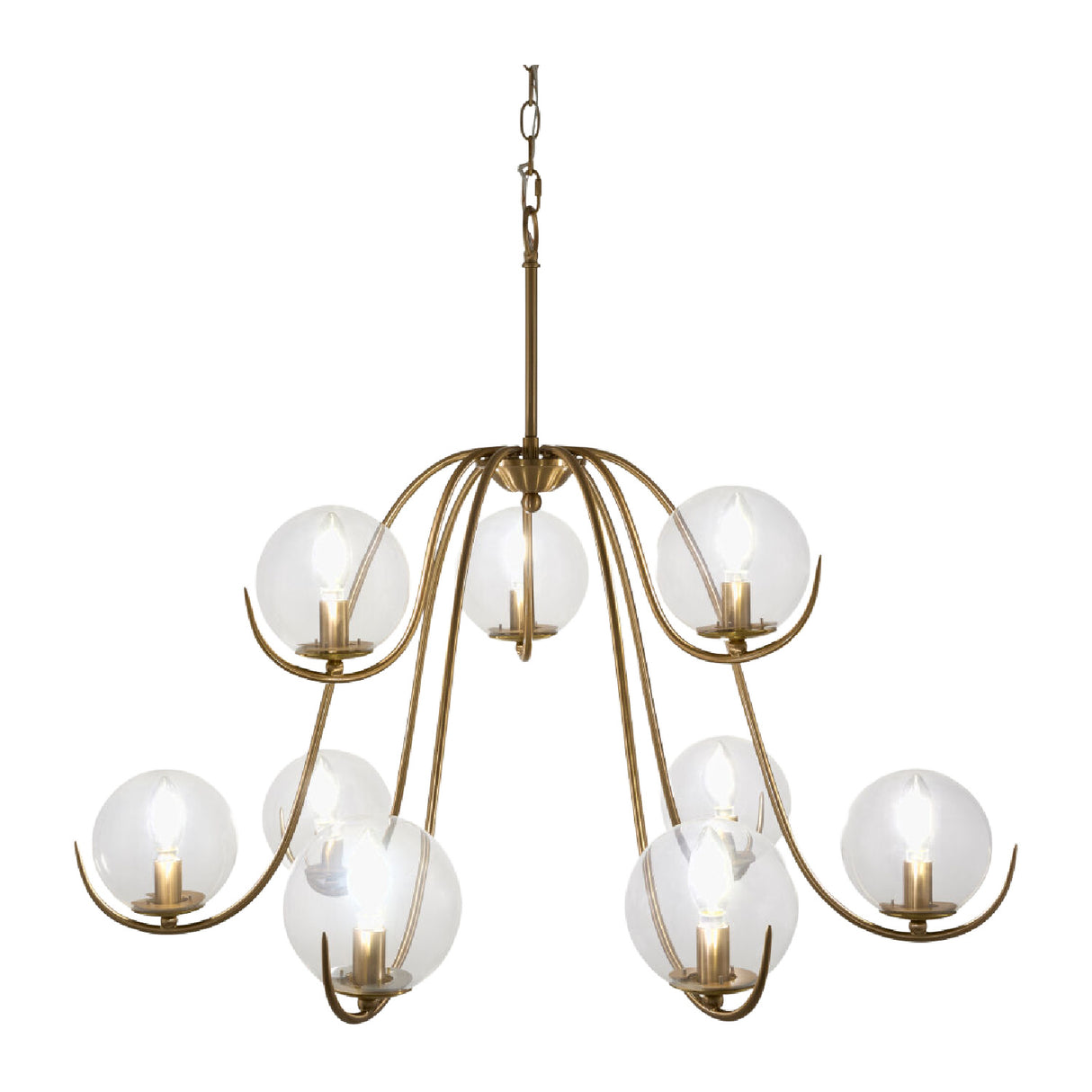 Modern European furniture - Clear Glass Orbs 9-Light Chandelier - www.oroa.com | Oroa.com