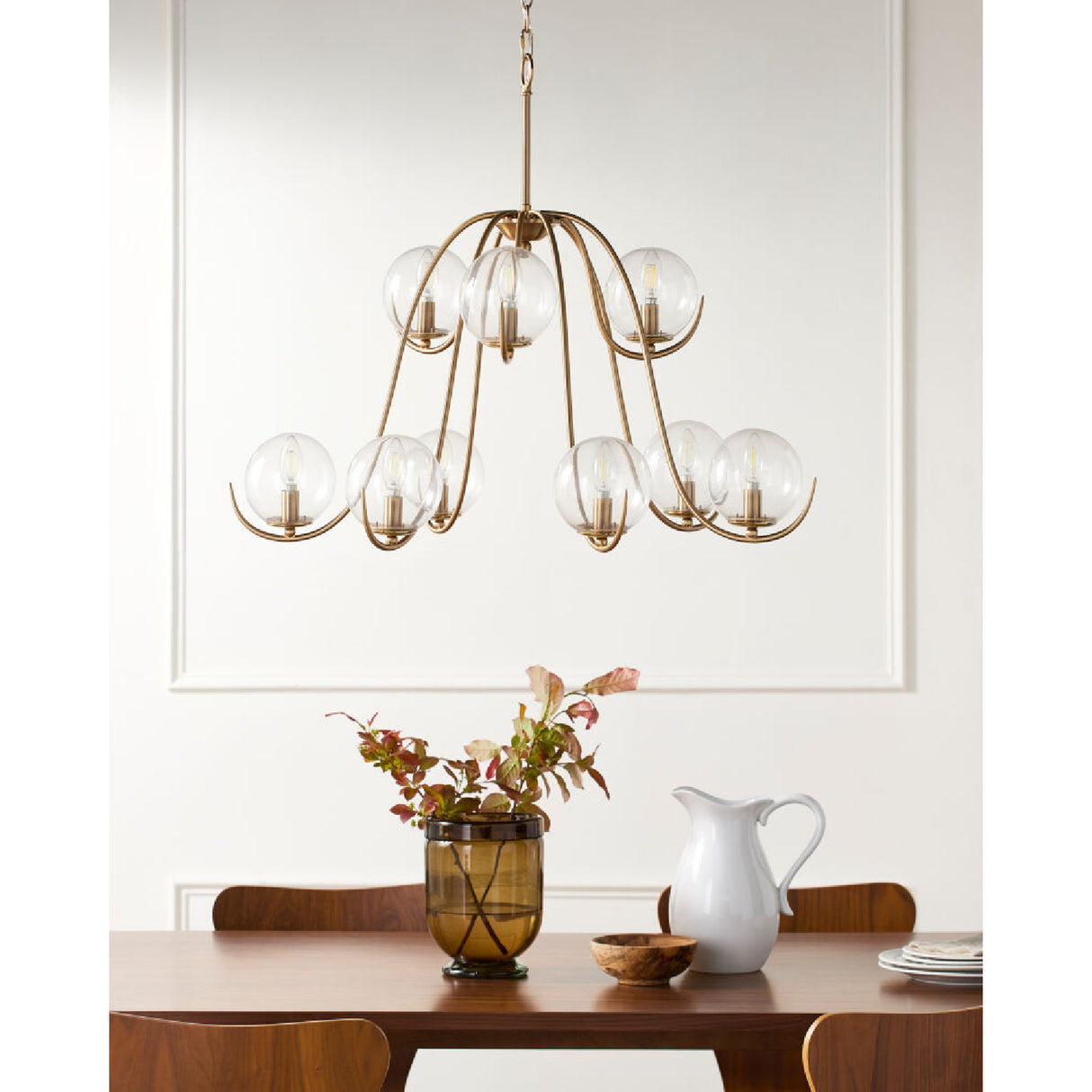 Modern European furniture - Clear Glass Orbs 9-Light Chandelier - www.oroa.com | Oroa.com
