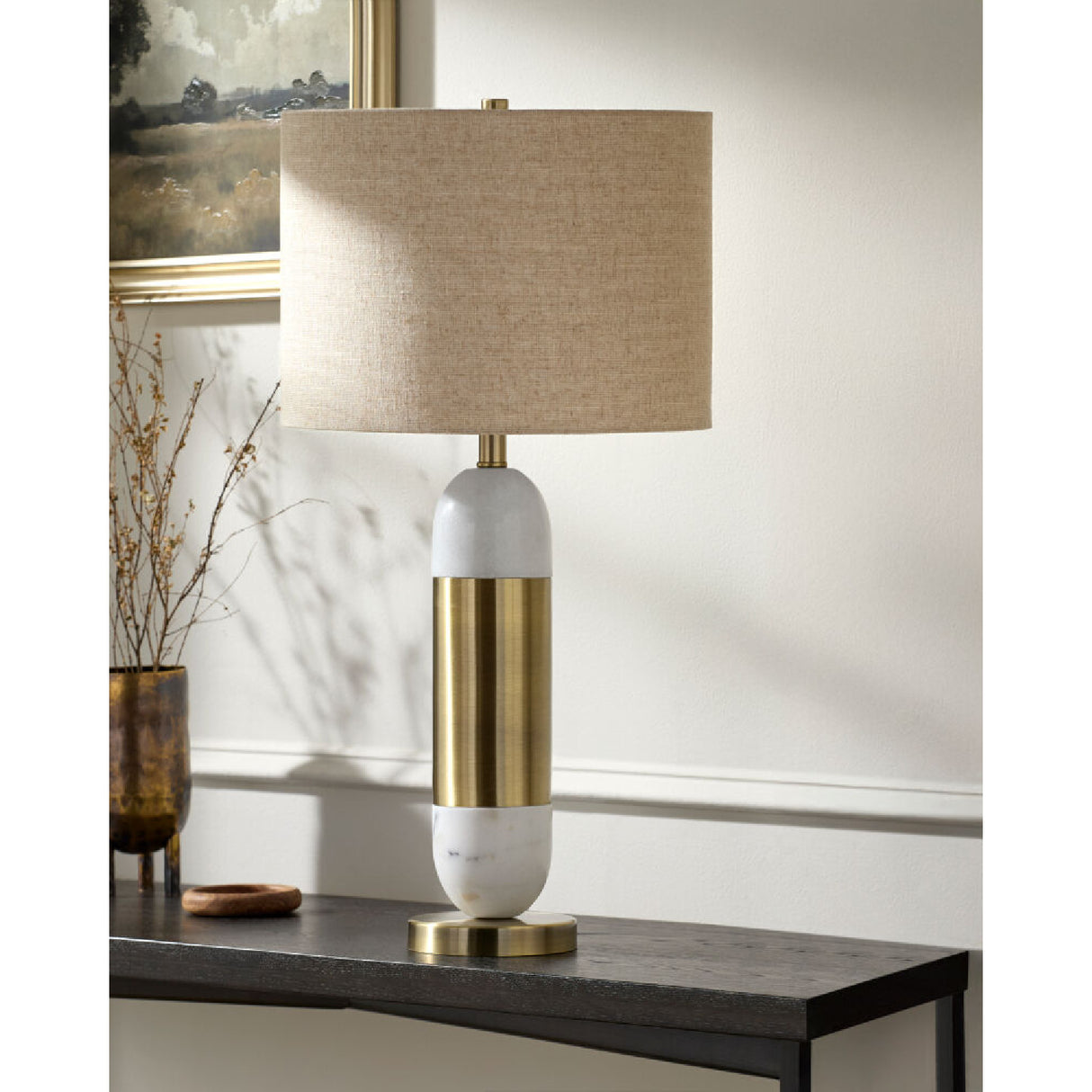 Modern European furniture - Gold Wrapped Marble Table Lamp - www.oroa.com | Oroa.com