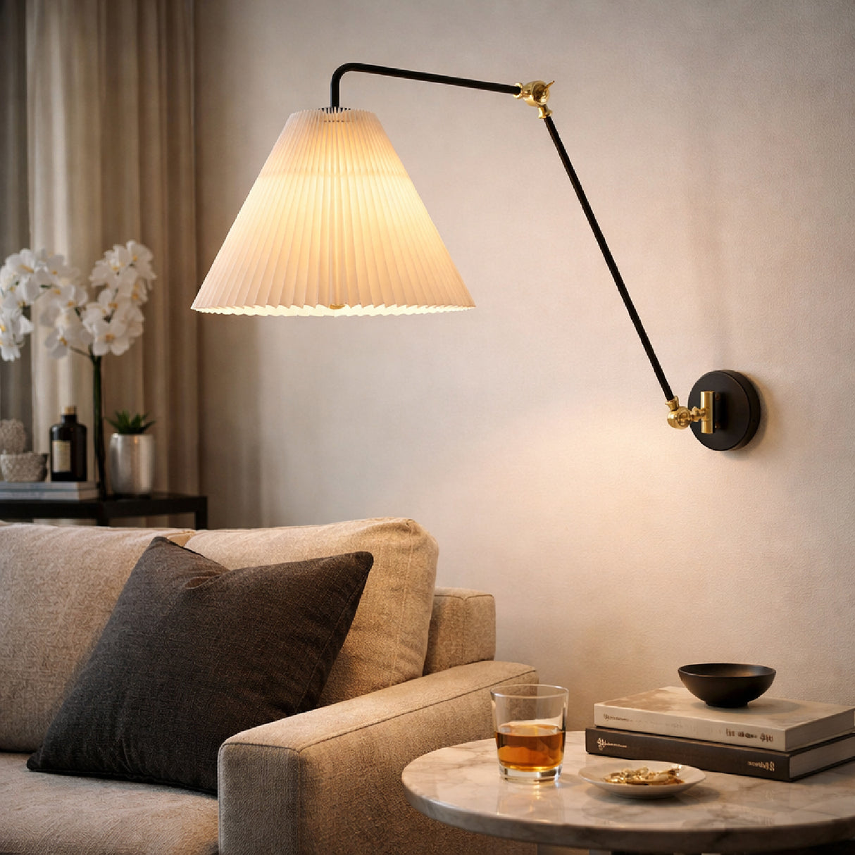 Modern European furniture - White Pleated Shade Wall Lamp - www.oroa.com | Oroa.com