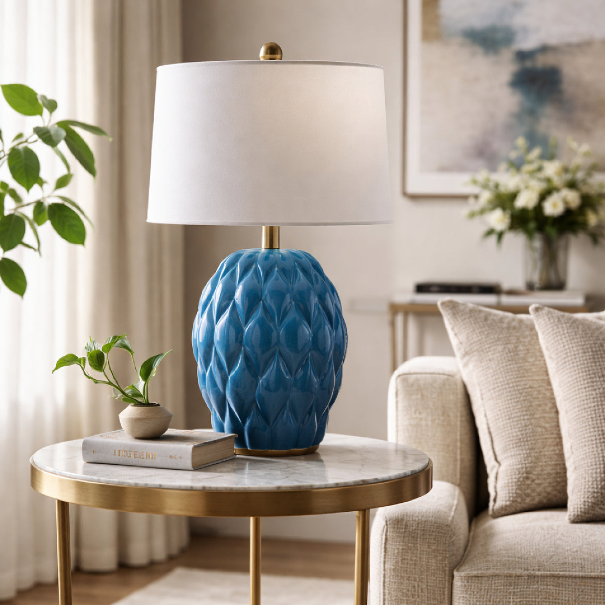 Modern European furniture - Reliefed Ceramic Accent Table Lamp - www.oroa.com | Oroa.com