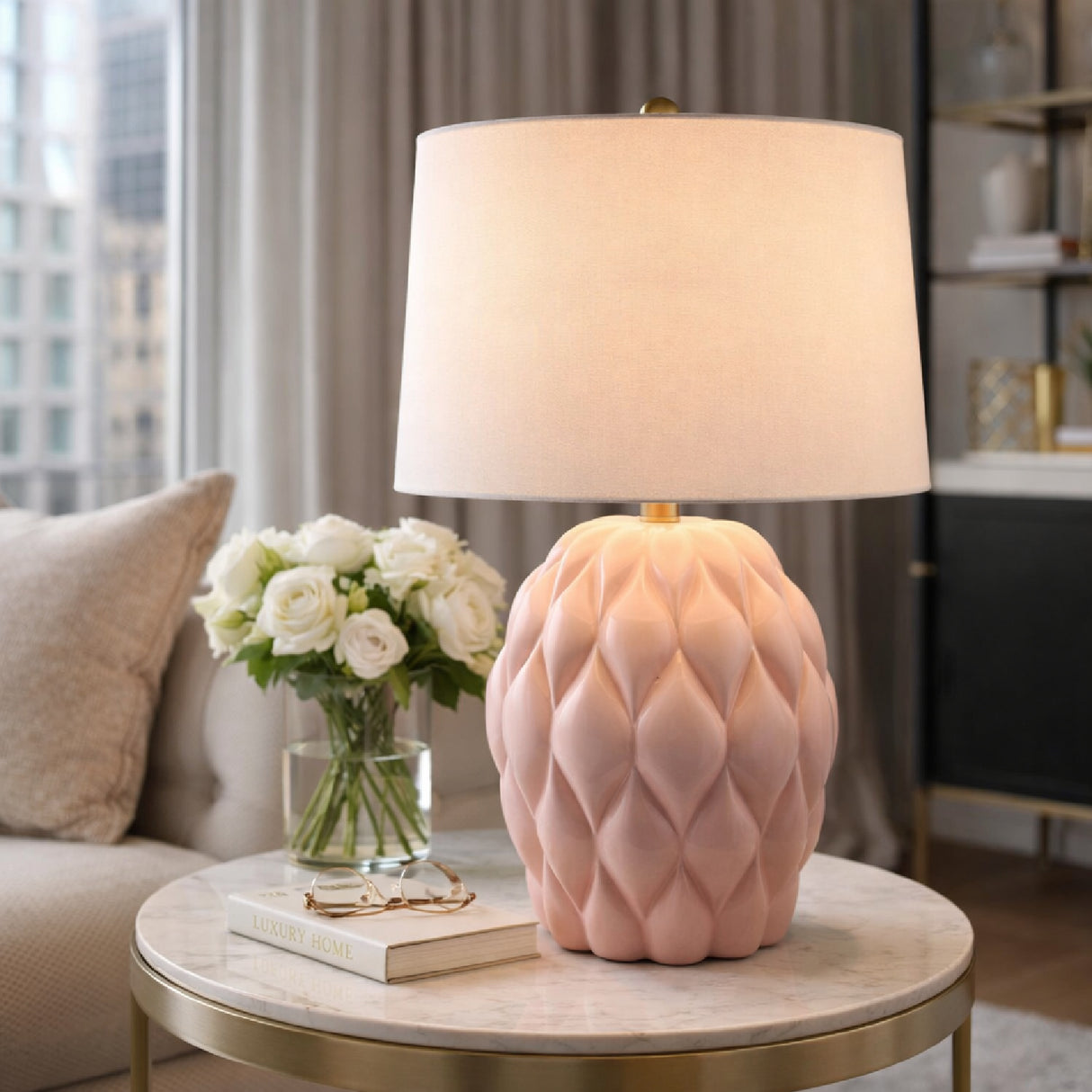 Modern European furniture - Reliefed Ceramic Accent Table Lamp - www.oroa.com | Oroa.com
