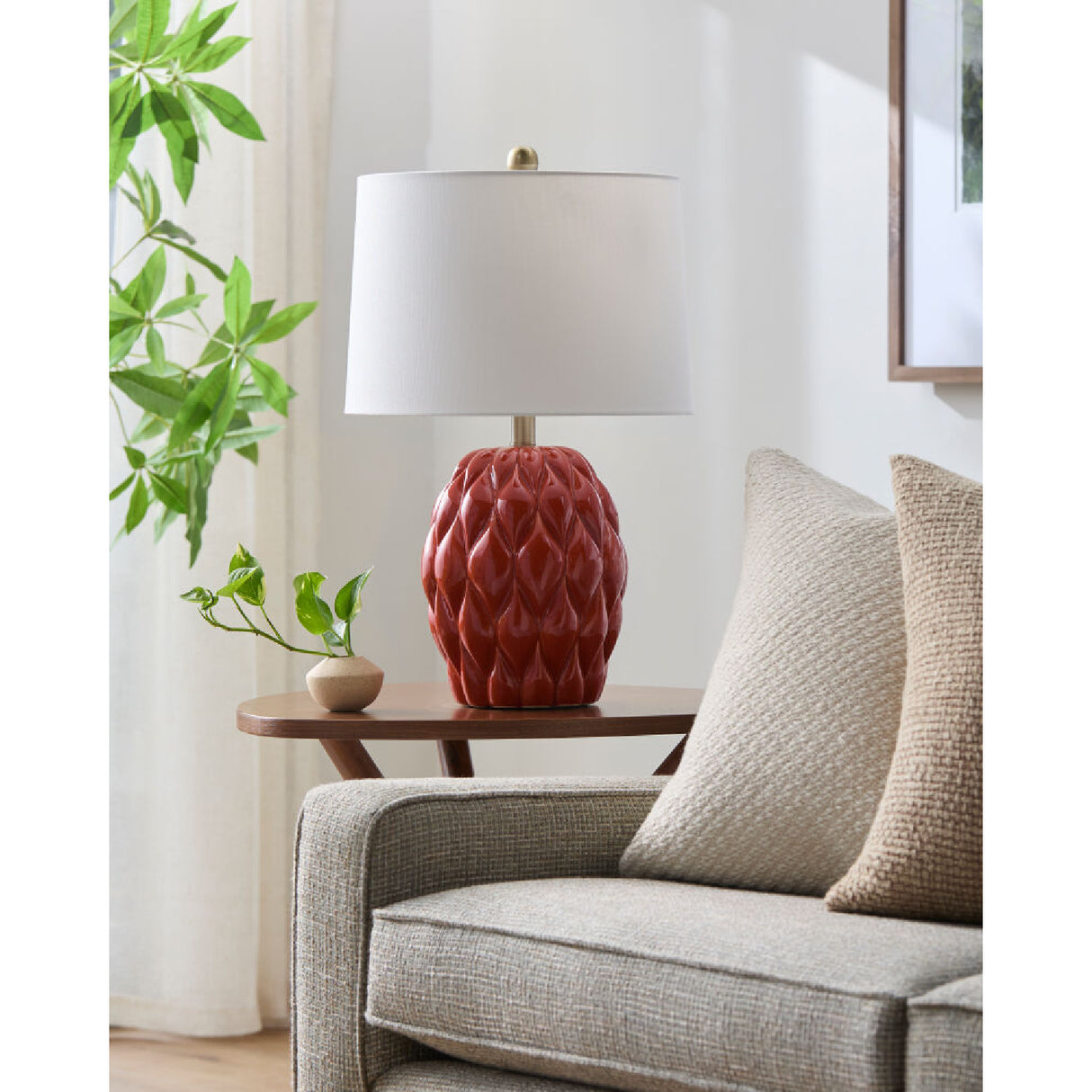 Modern European furniture - Reliefed Ceramic Accent Table Lamp - www.oroa.com | Oroa.com