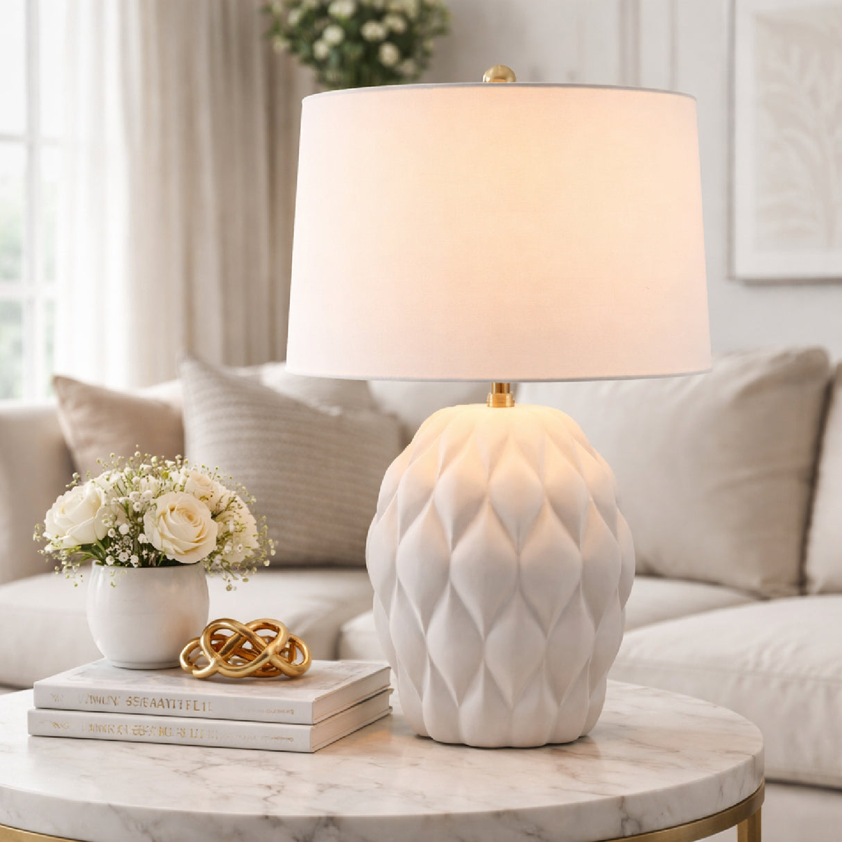 Modern European furniture - Reliefed Ceramic Accent Table Lamp - www.oroa.com | Oroa.com