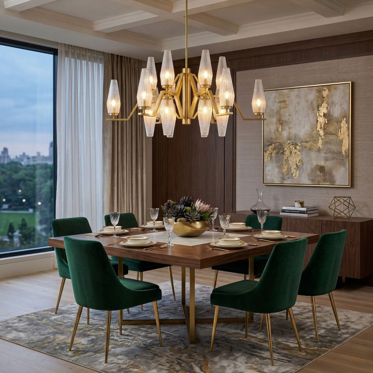 Modern European furniture - Ribbed Glass 18-Light Chandelier - www.oroa.com | Oroa.com