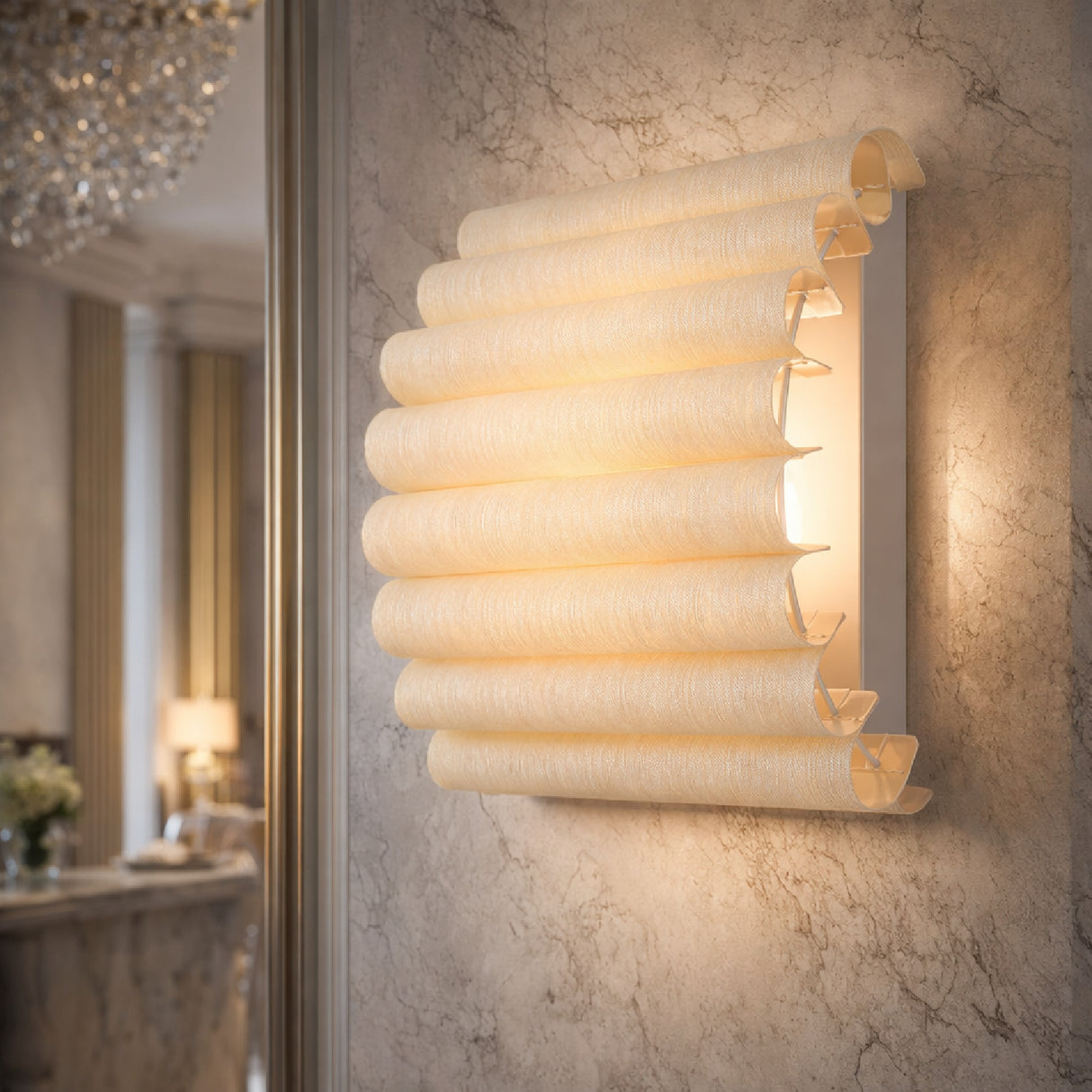 Modern European furniture -Scalloped Beige Linen Wall Lamp - www.oroa.com | Oroa.com