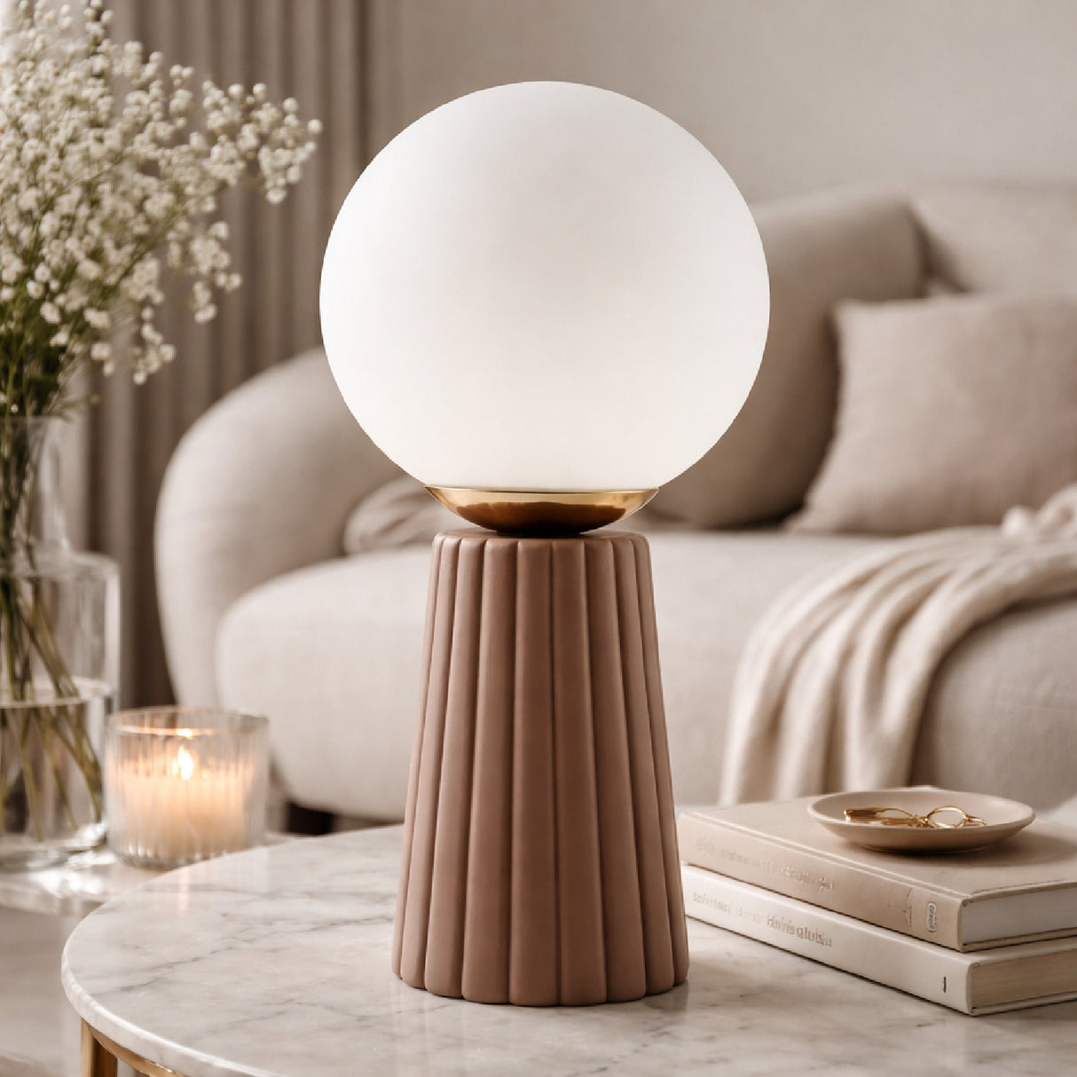 Modern European furniture - Fluted Ceramic Glass Table Lamp - www.oroa.com | Oroa.com