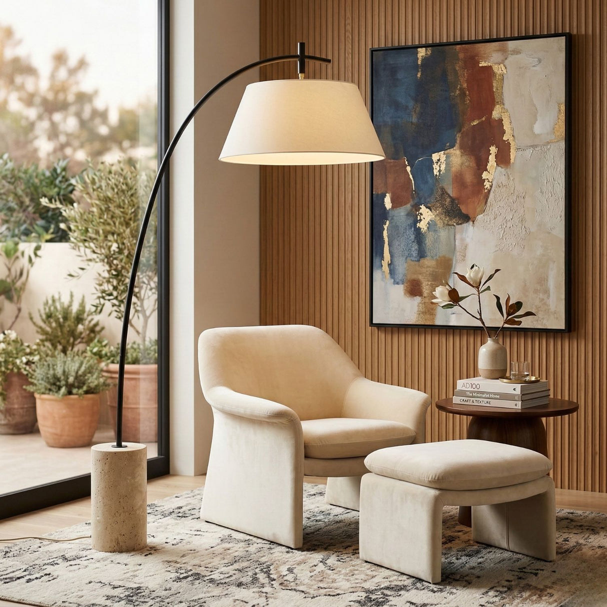 Modern European furniture - White Linen Tilted Floor Lamp - www.oroa.com | Oroa.com