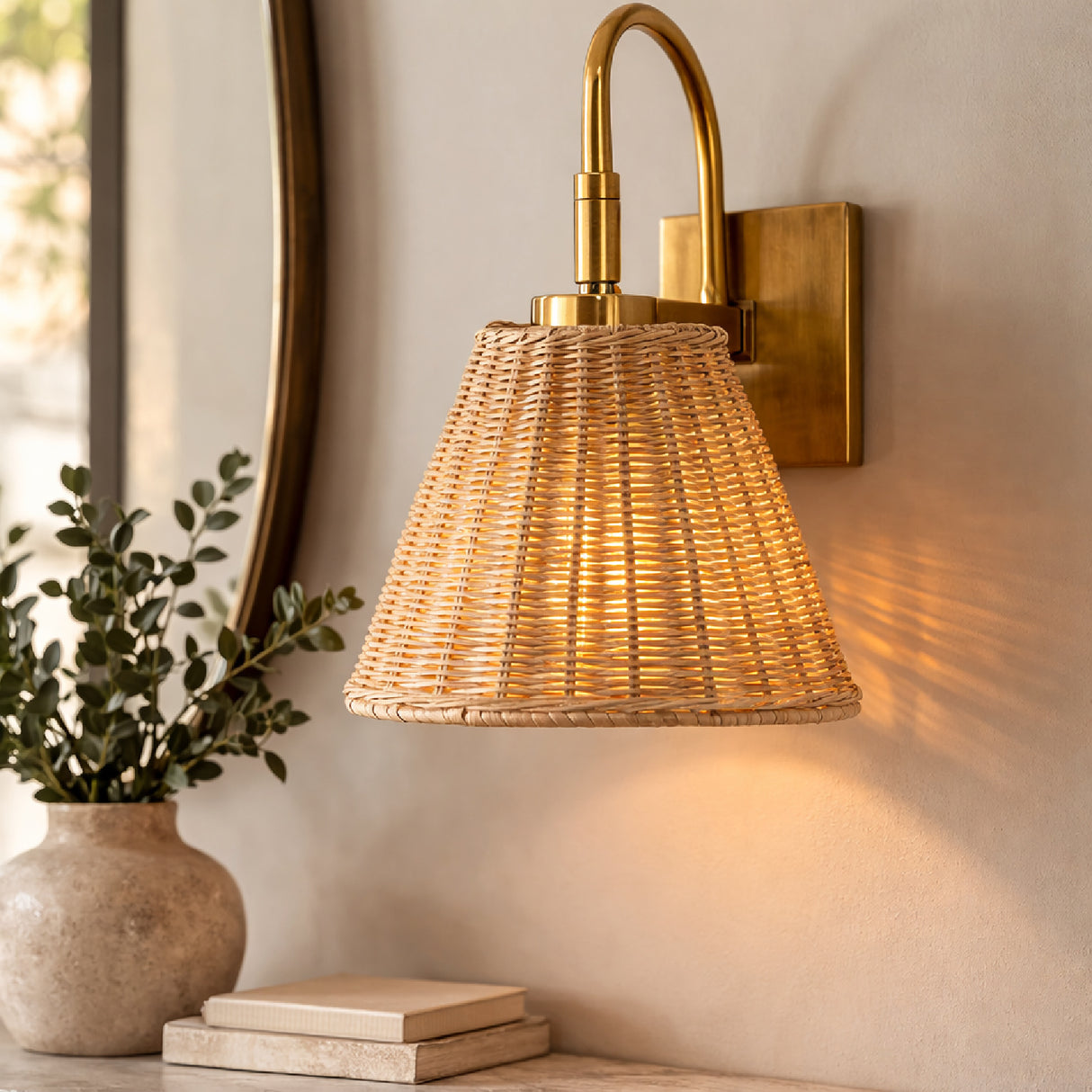 Modern European furniture - Natural Rattan Wall Lamp - www.oroa.com | Oroa.com